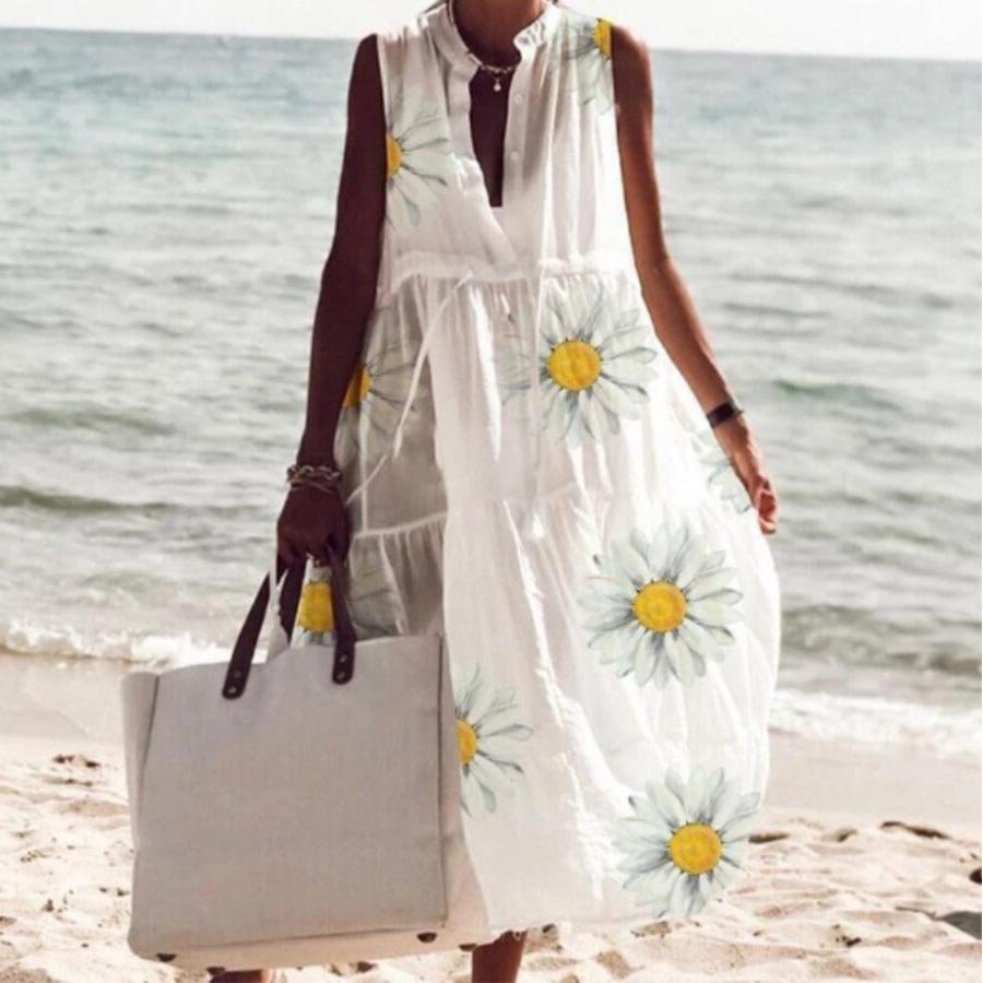 Daisy Print Women's Casual Short Sleeve Dress