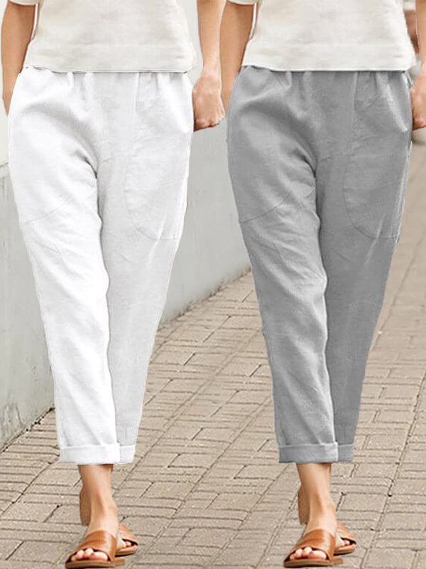 Linen-cotton Women's Large Size Loose Pants