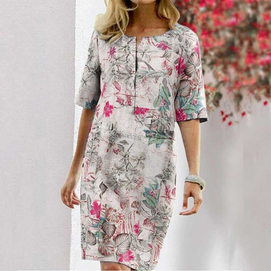 Women's Casual Bohemian Style Floral Leaf Print Dress