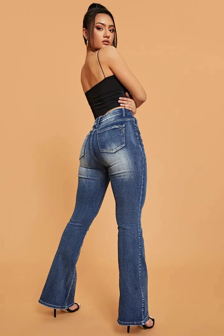 Vintage Raw Hem High Rise Flare Jeans