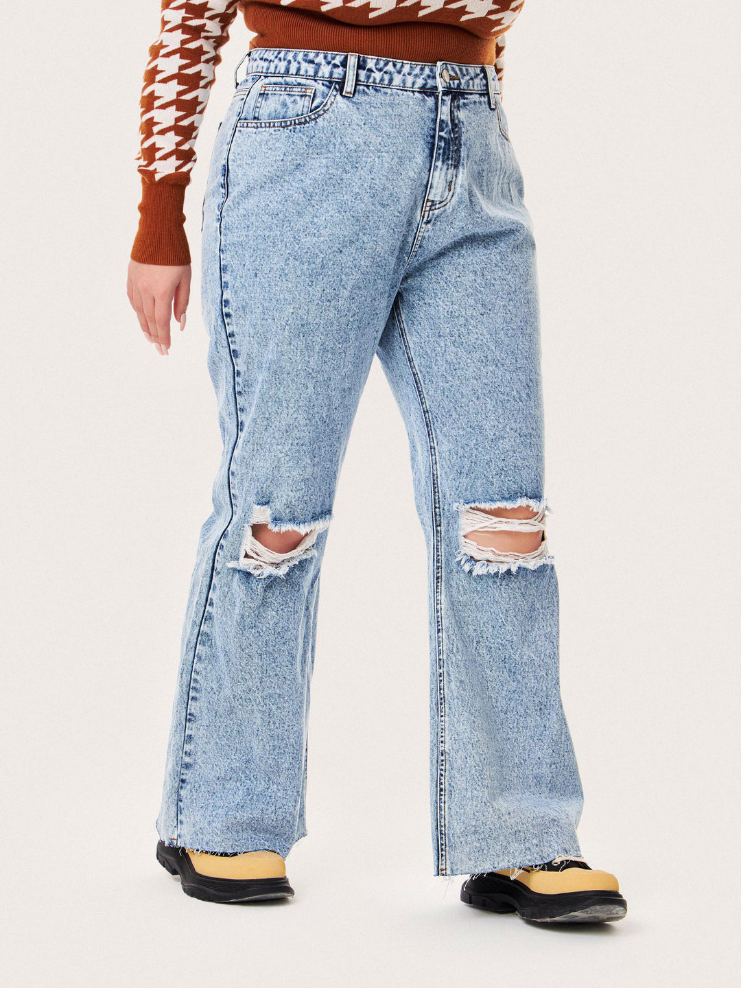 Curve & Plus Denim Ripped Flares