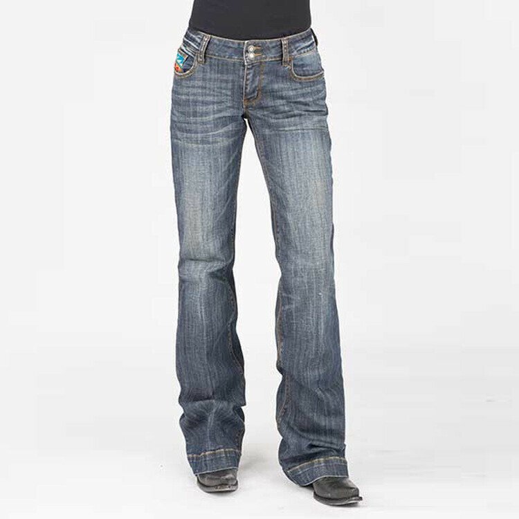 Women's Denim Trousers With Washed Pockets