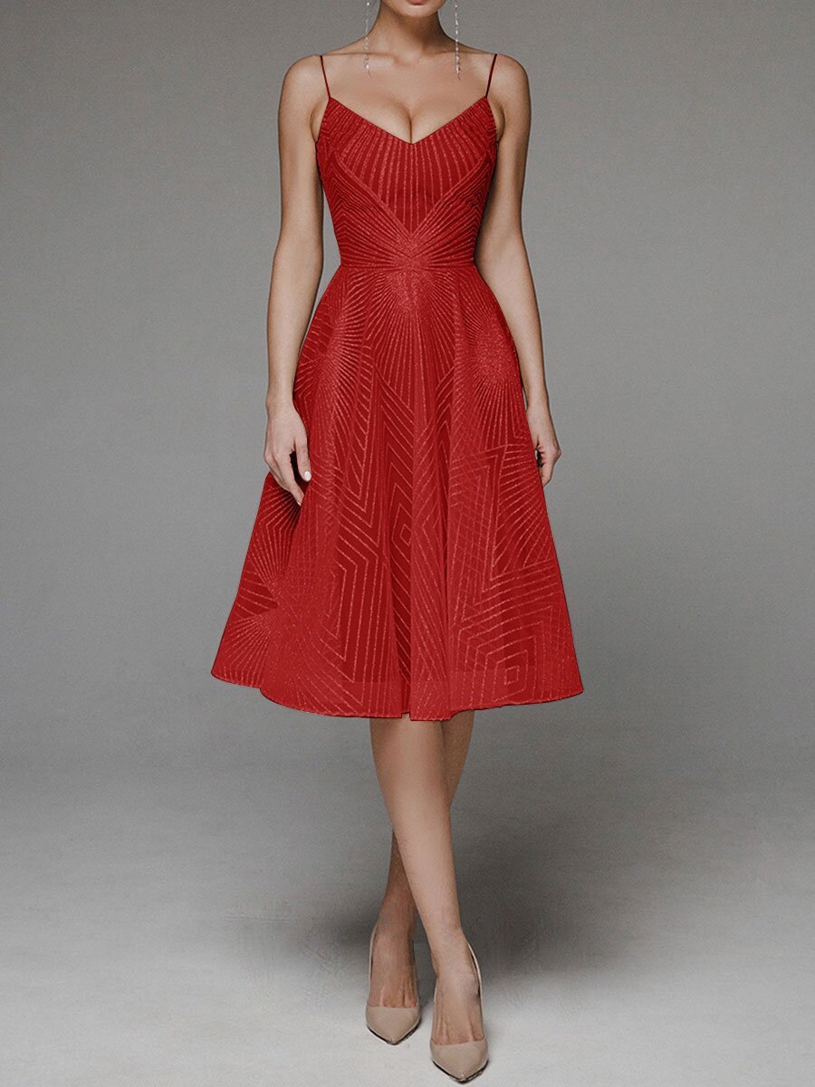 Stylish V-neck Strap A-line Dress