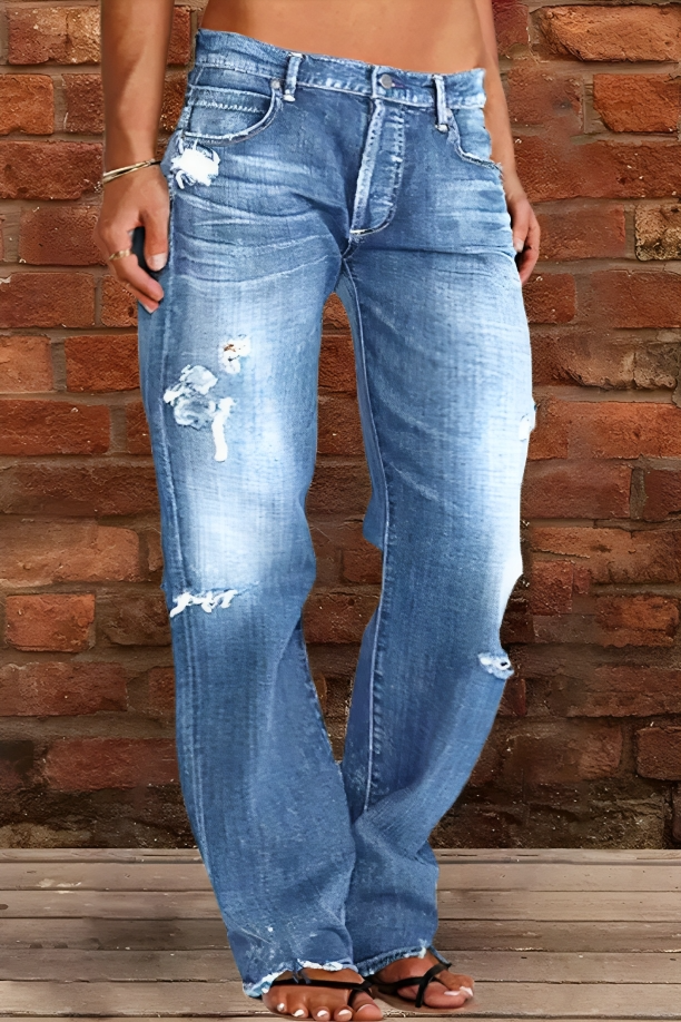 Midiross Ripped/Normal Low Waist Straight Leg Jeans(BUY 2 FREE SHIPPING)