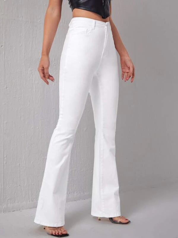 White Super Flare Bootcut High Waist Jeans