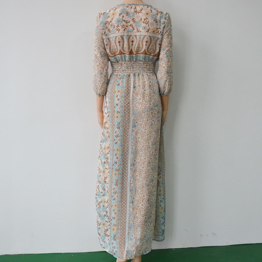 V-Neck Printed Loose Dress