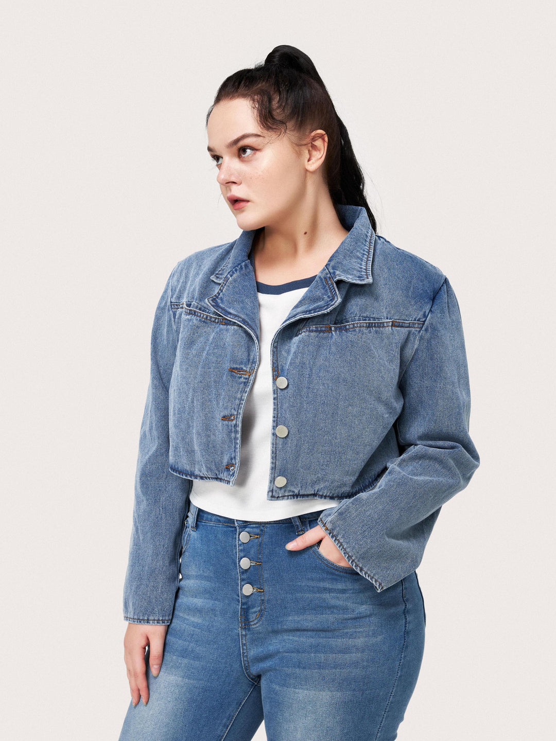 Curve&Plus Crop Denim Jacket