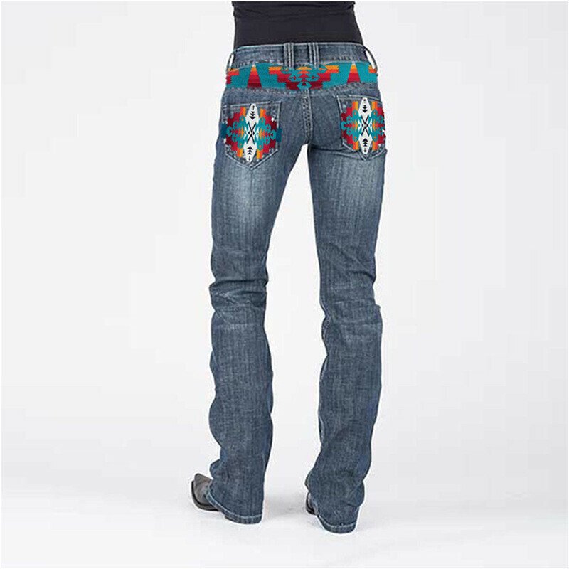 Women's Denim Trousers With Washed Pockets