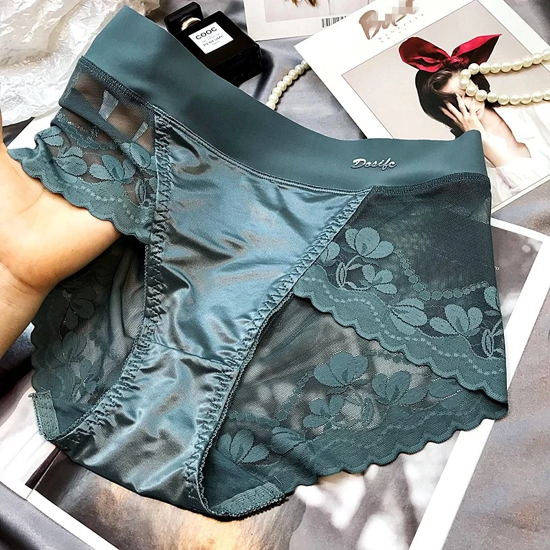 END SATIN LIGHT LUXURY LACE BREATHABLE MESH COTTON BRIEFS(PRIVATE DELIVERY)