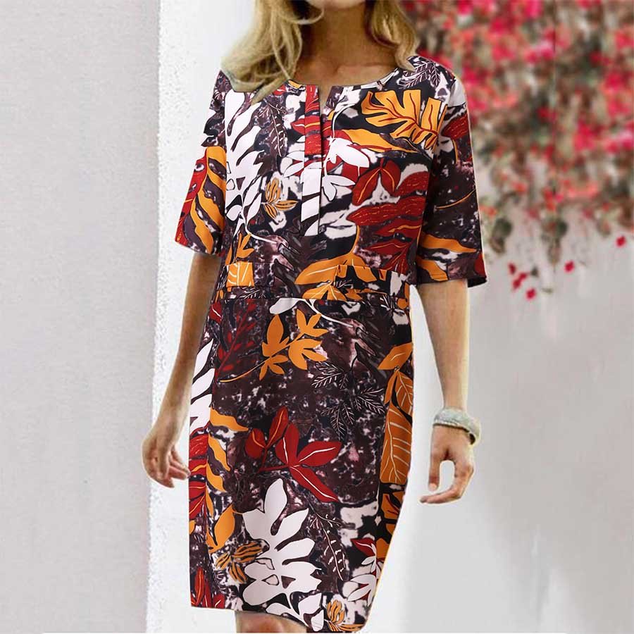 Women's Casual Bohemian Style Leaf Print Dress
