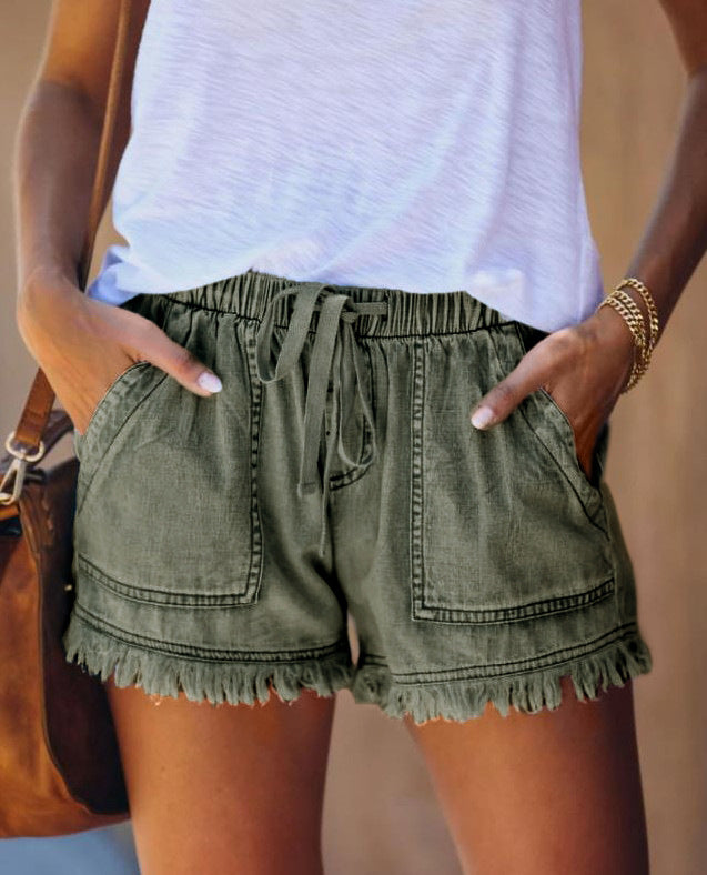 2022 Year's Womens Casual Denim Shorts with Pockets Cotton Jean Short