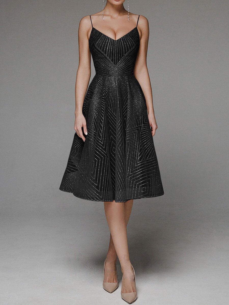 Stylish V-neck Strap A-line Dress
