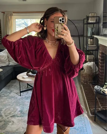 CHRISTMAS SALE 80% OFF ✨WOMEN'S V NECK VELVET DRESS(BUY 2 FREE SHIPPING)