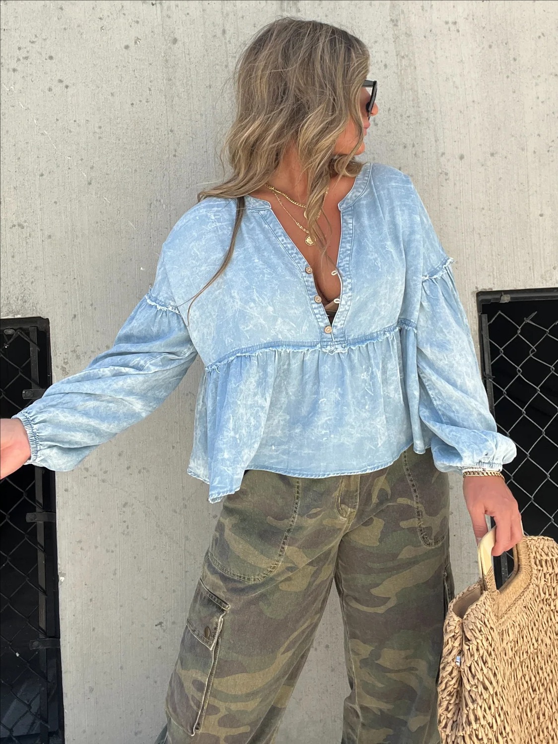 2023 SUMMER SALE-WOMEN'S WASHED TENCEL BABY DOLL TOP (BUY 2 FREE SHIPPING)