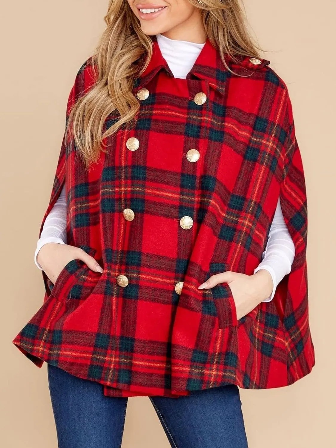 Women's Plaid Winter Cape Coat(buy 2 free shipping)