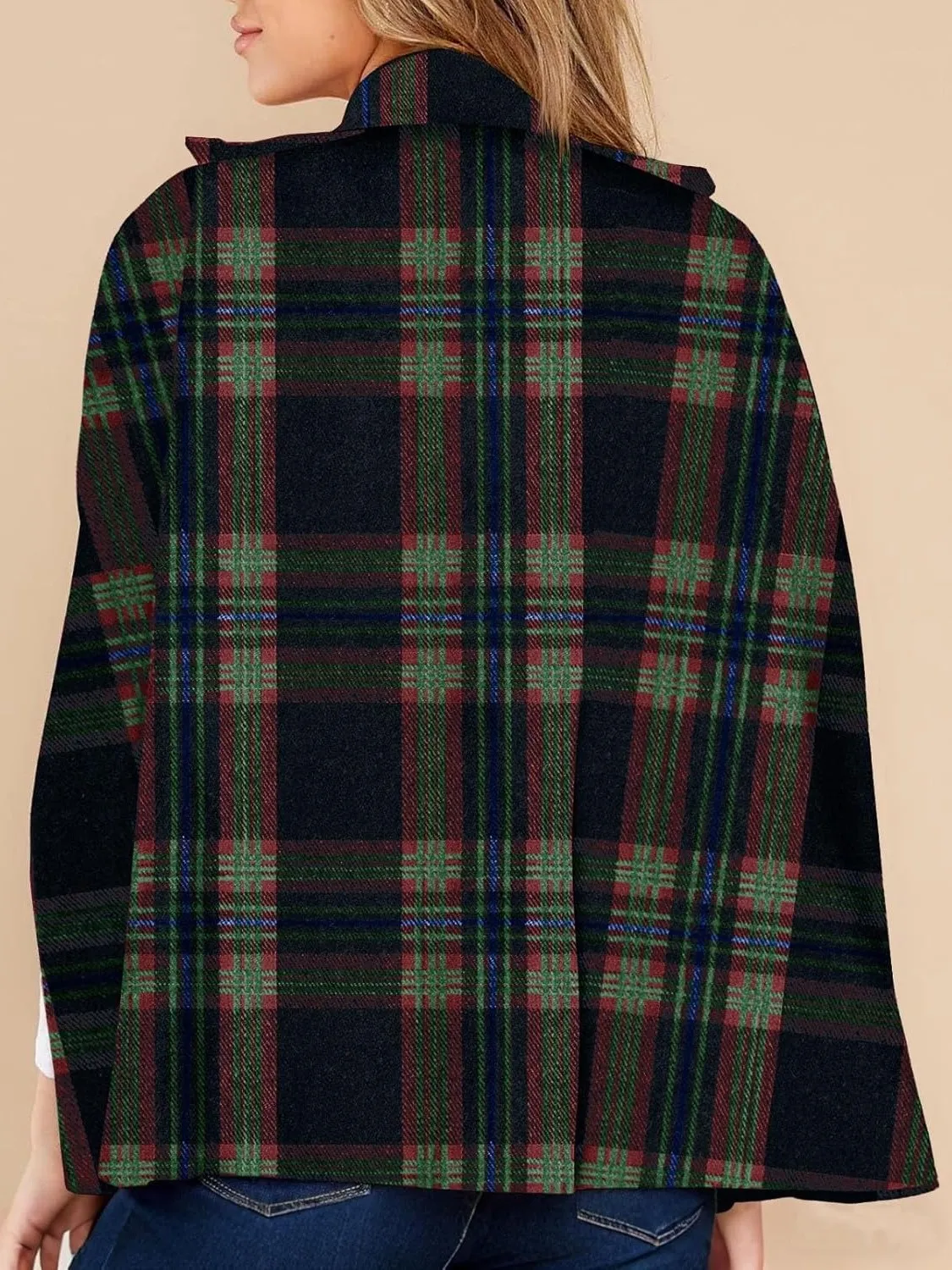 Women's Plaid Winter Cape Coat(buy 2 free shipping)