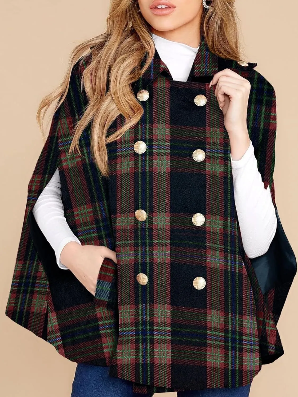 Women's Plaid Winter Cape Coat(buy 2 free shipping)