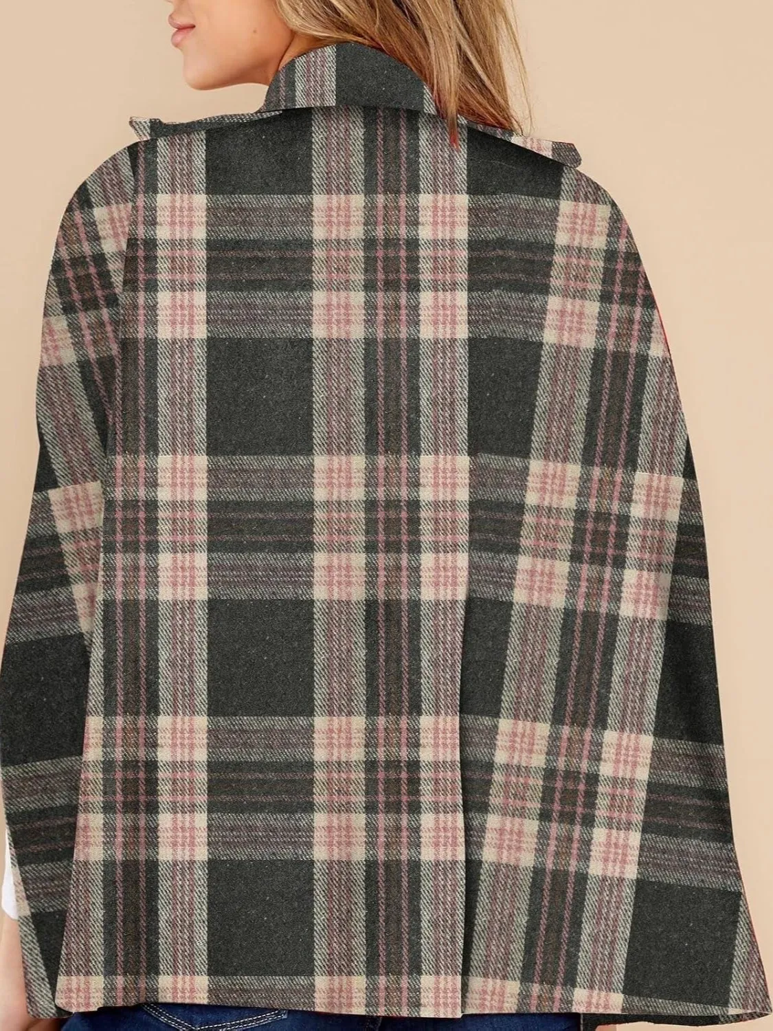 Women's Plaid Winter Cape Coat(buy 2 free shipping)