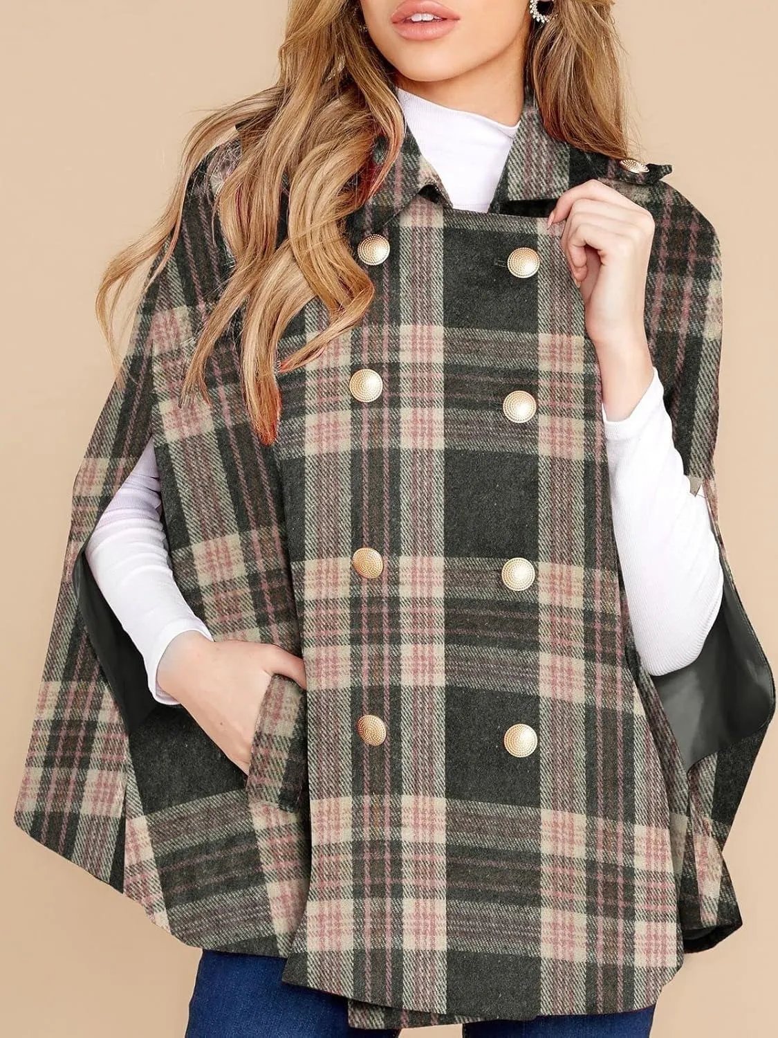 Women's Plaid Winter Cape Coat(buy 2 free shipping)