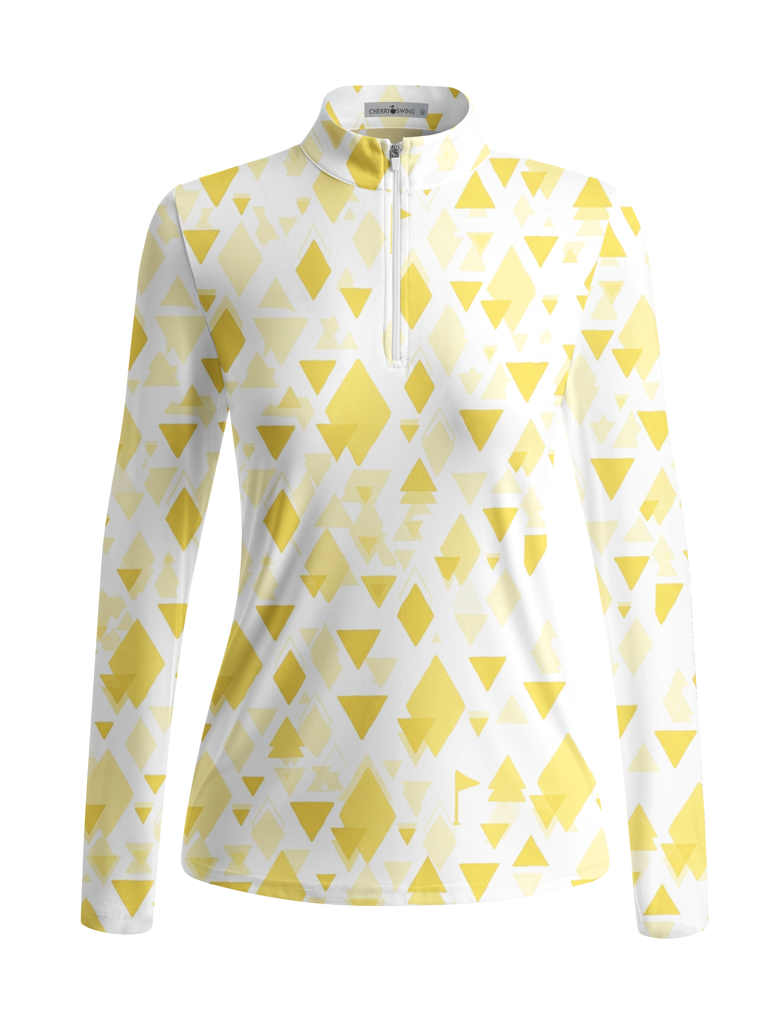 Cherryswing Women's Gradient Color FlowersLong Sleeve Golf Polo
