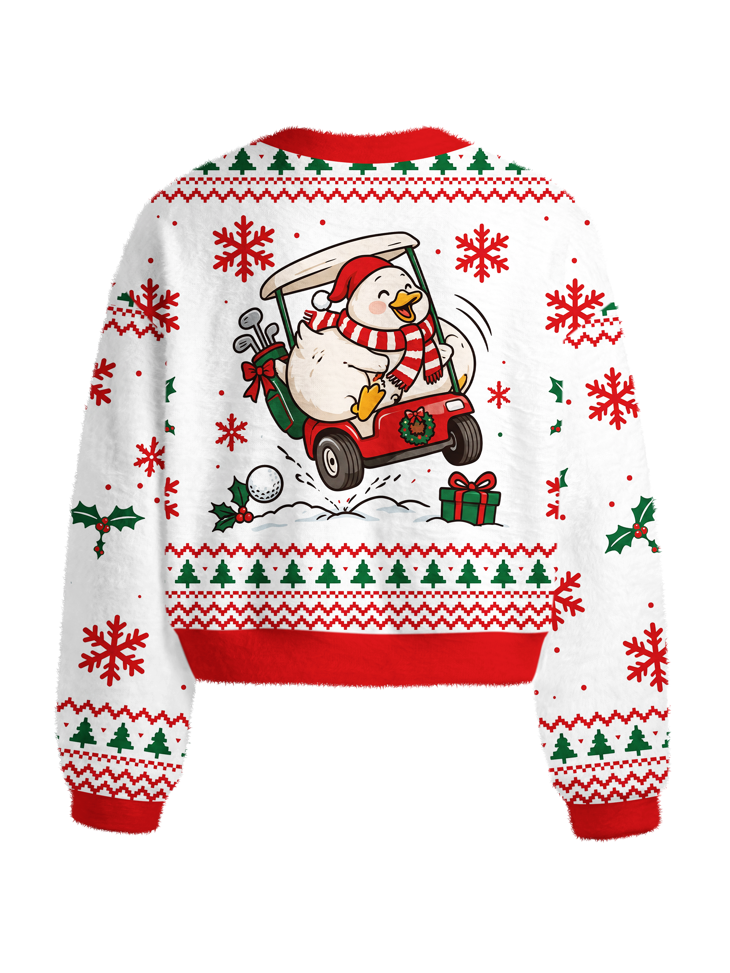 Cherryswing Women's Festive Duck Fuzzy Knit Golf Sweater