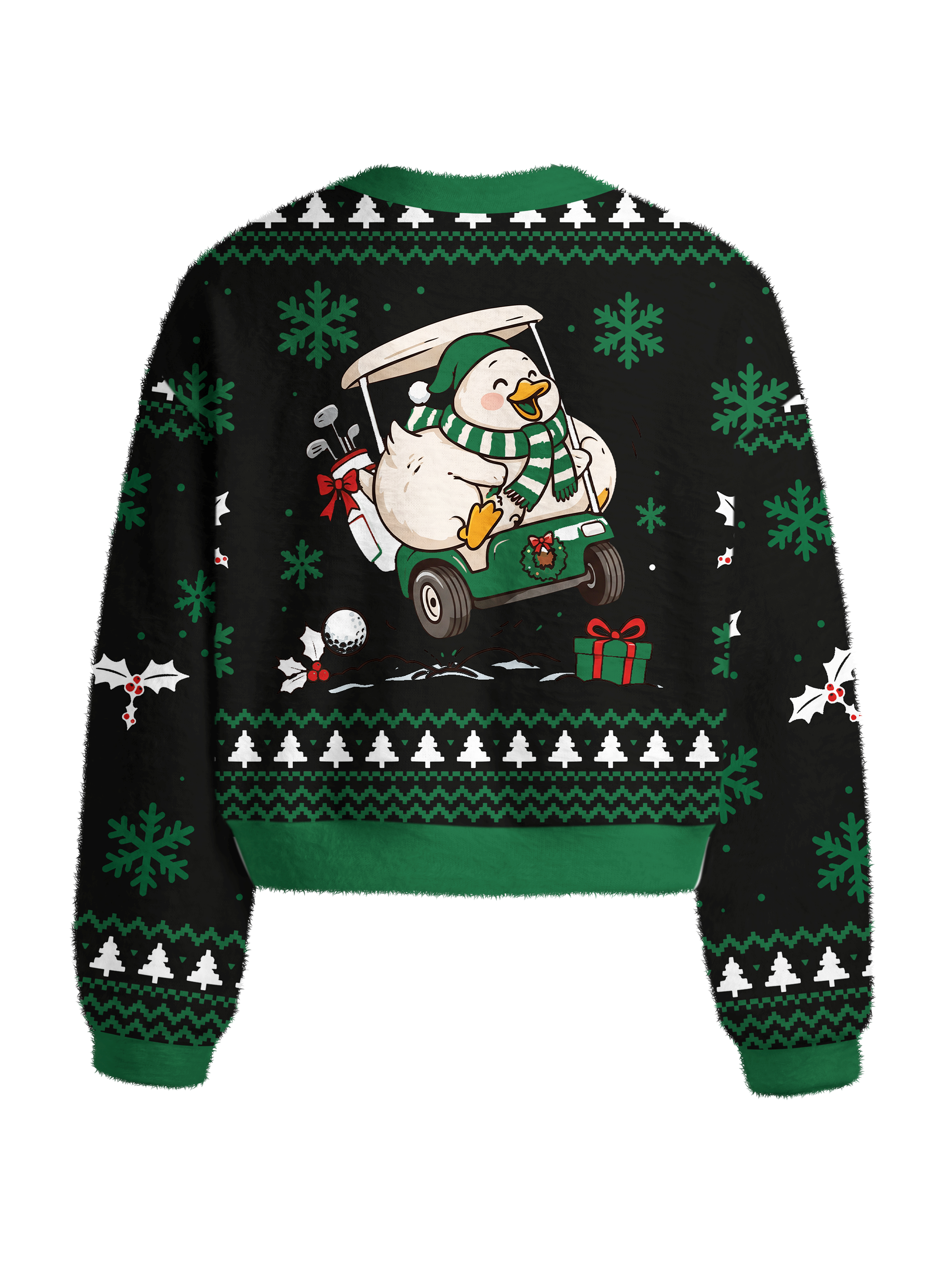 Cherryswing Women's Festive Duck Fuzzy Knit Golf Sweater