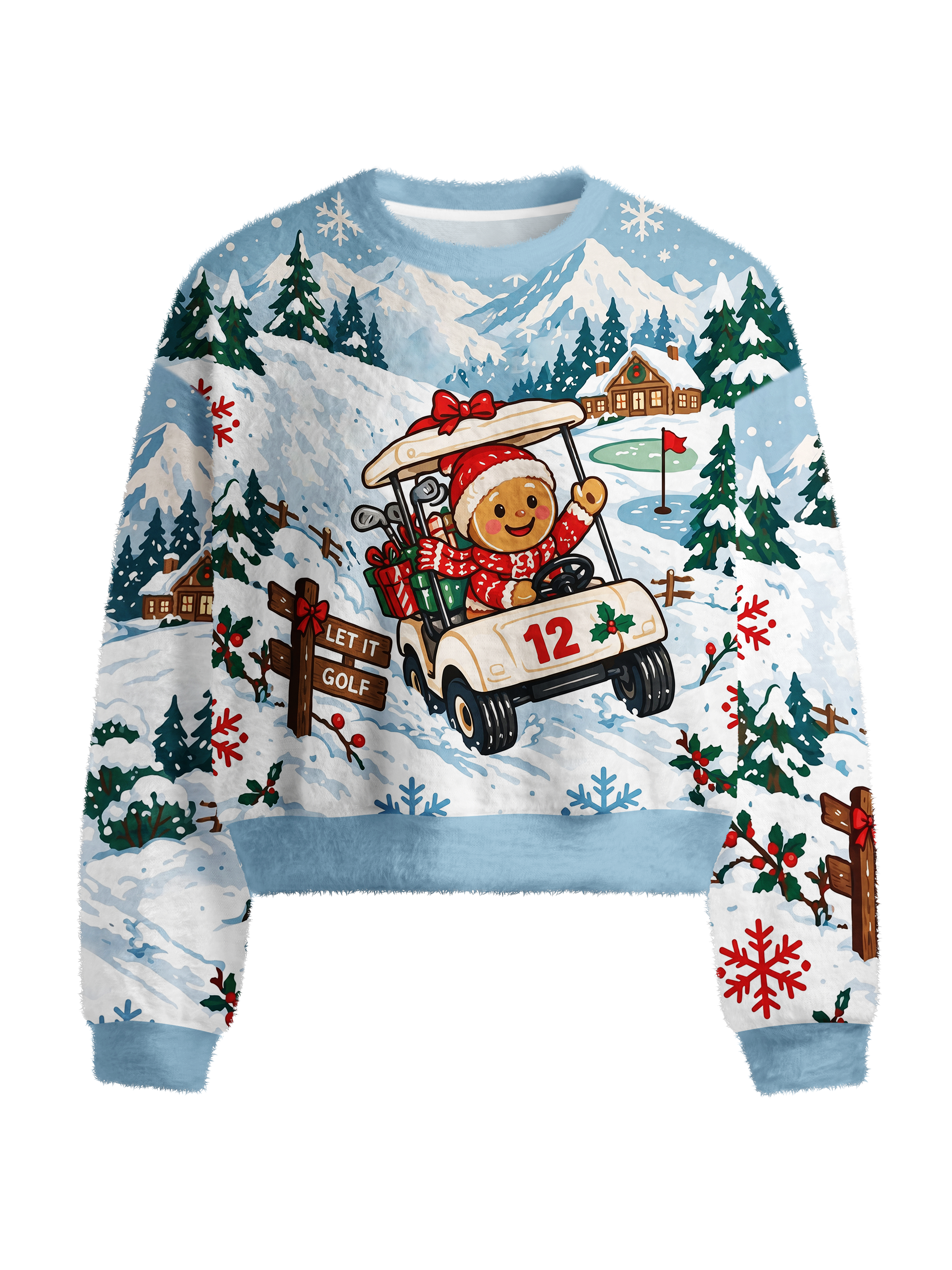 Cherryswing Women's Gingerbread Fuzzy Knit Golf Sweater