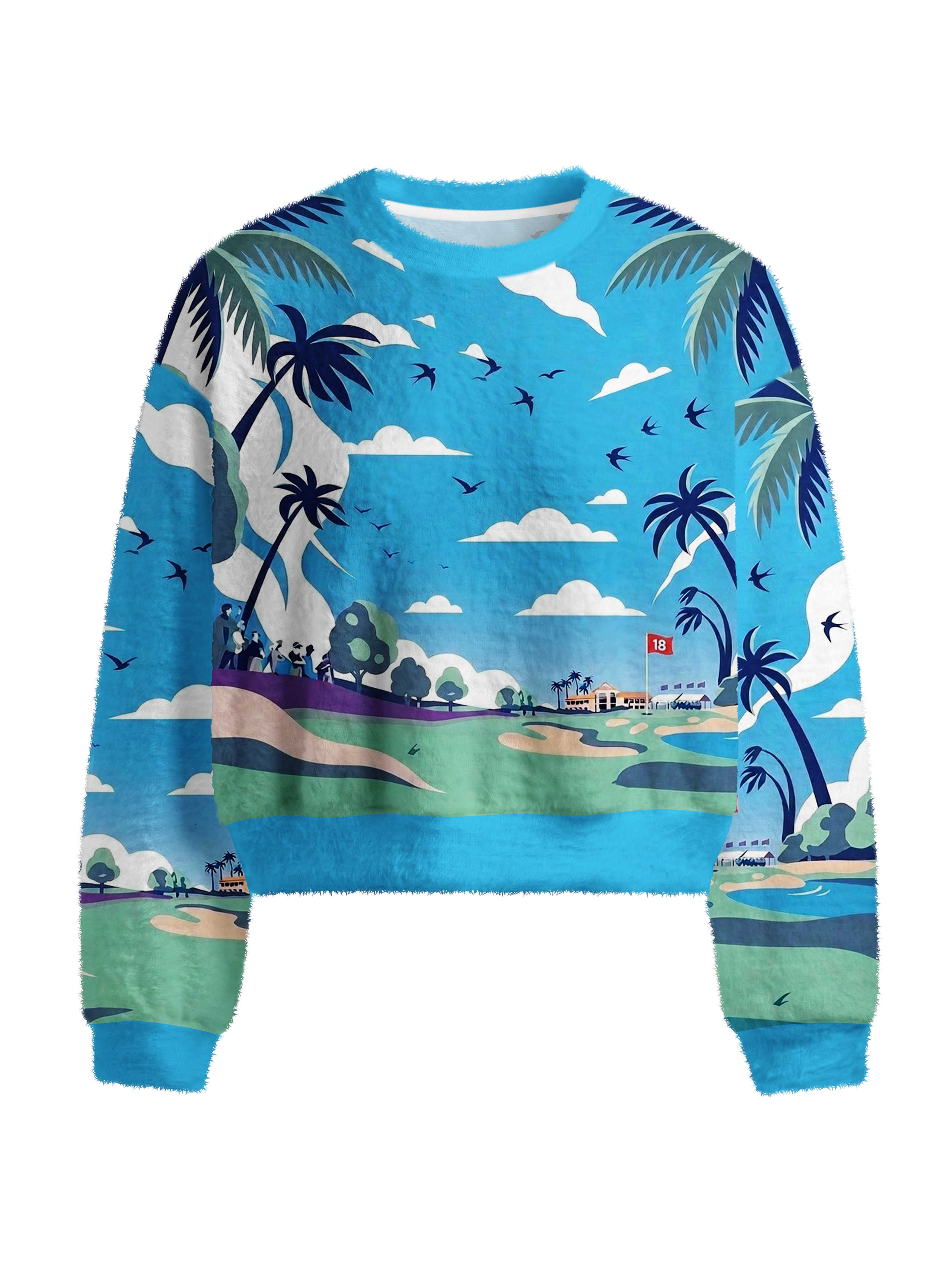 Cherryswing Women's Tropical Course Fuzzy Knit Golf Sweater