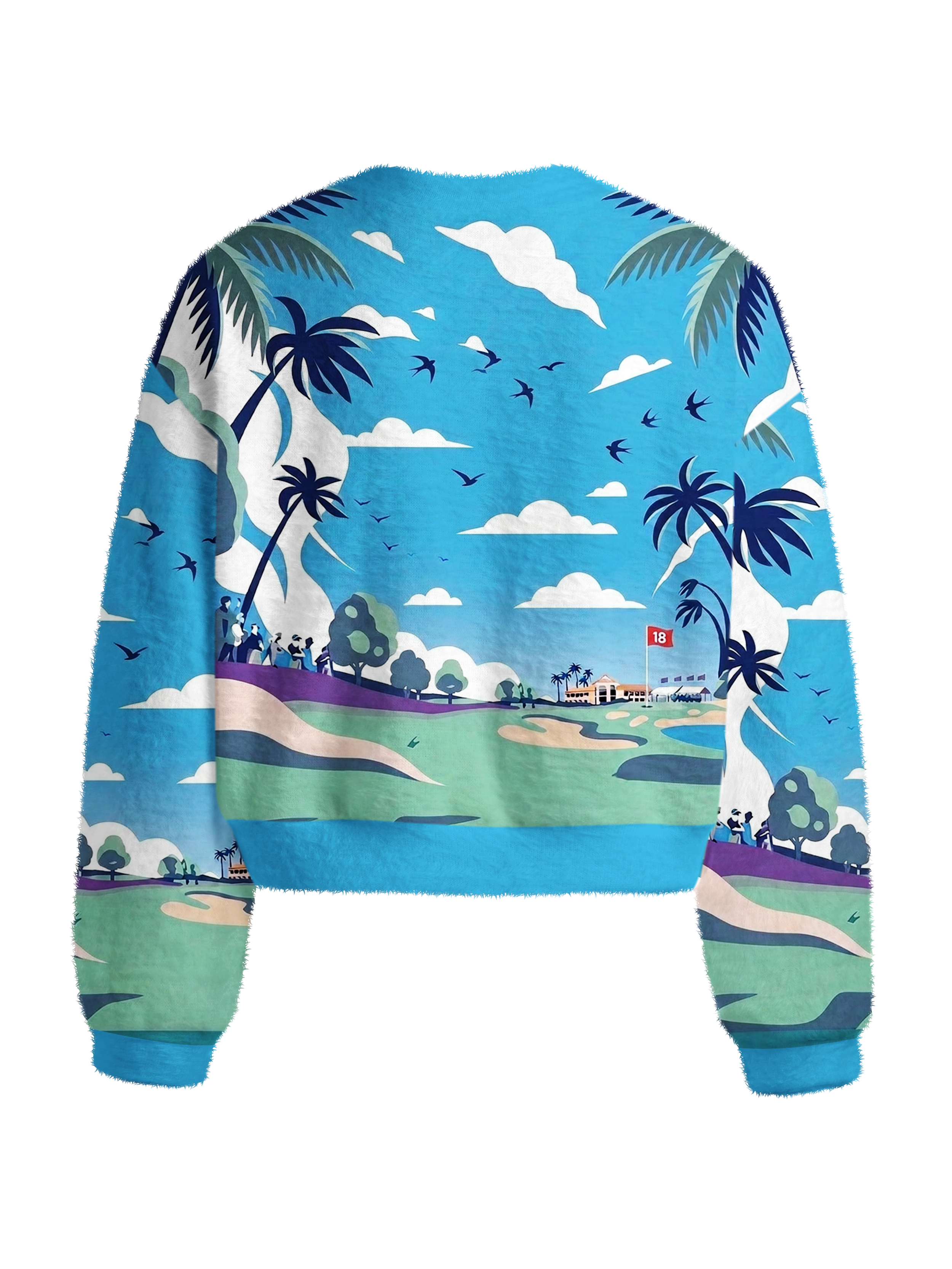 Cherryswing Women's Tropical Course Fuzzy Knit Golf Sweater
