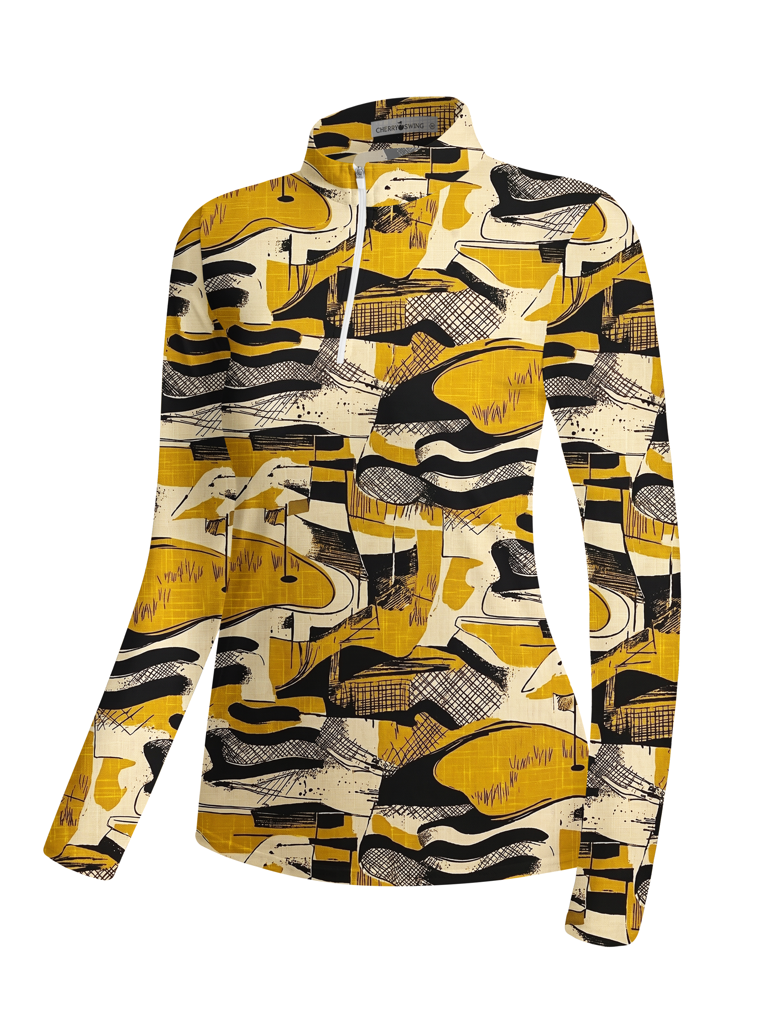 Cherryswing Women's Abstract Golf Course Long Sleeve Golf Shirt