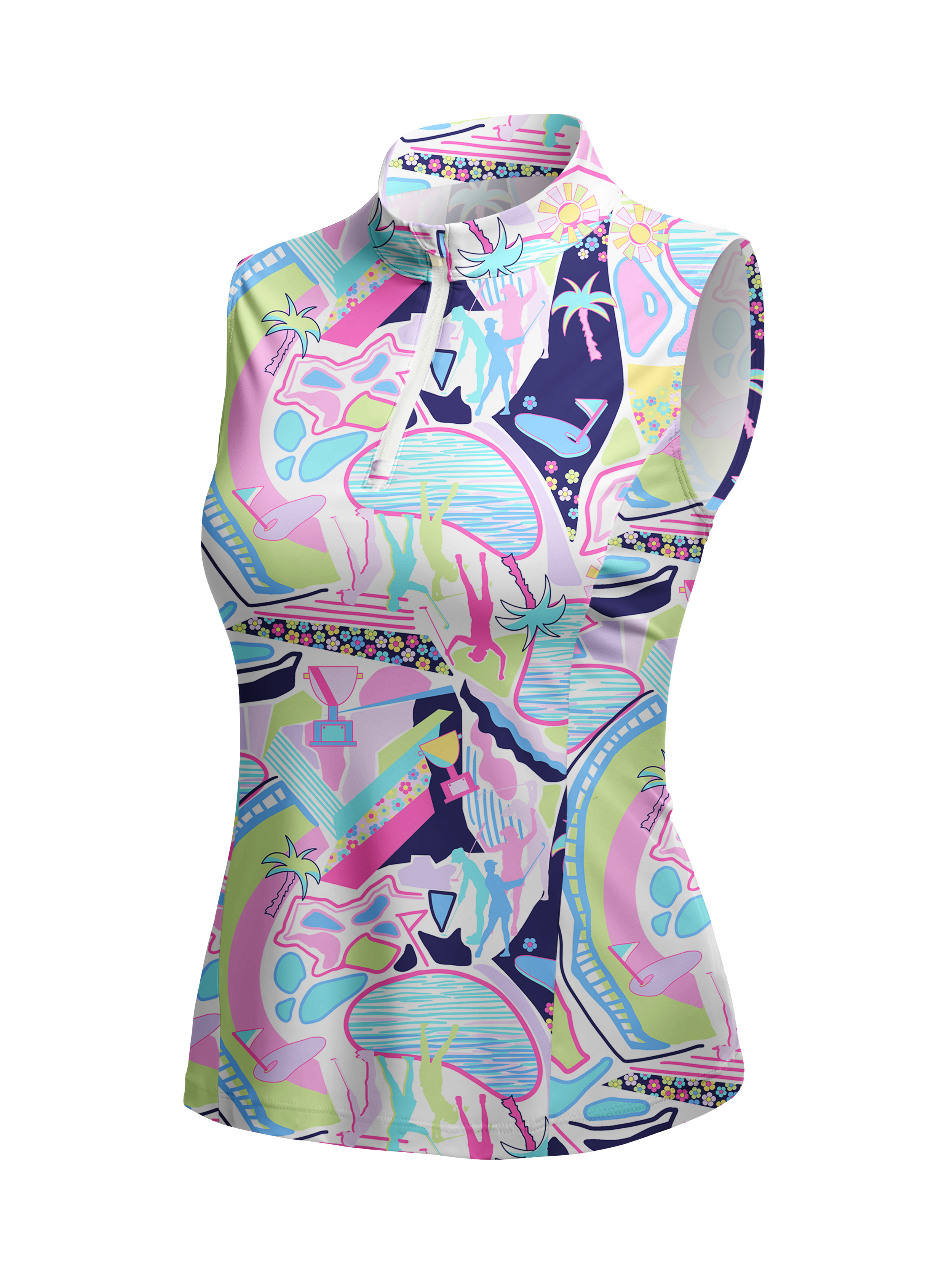 Cherryswing Women's Vivid Pattern Sleeveless Golf Shirt