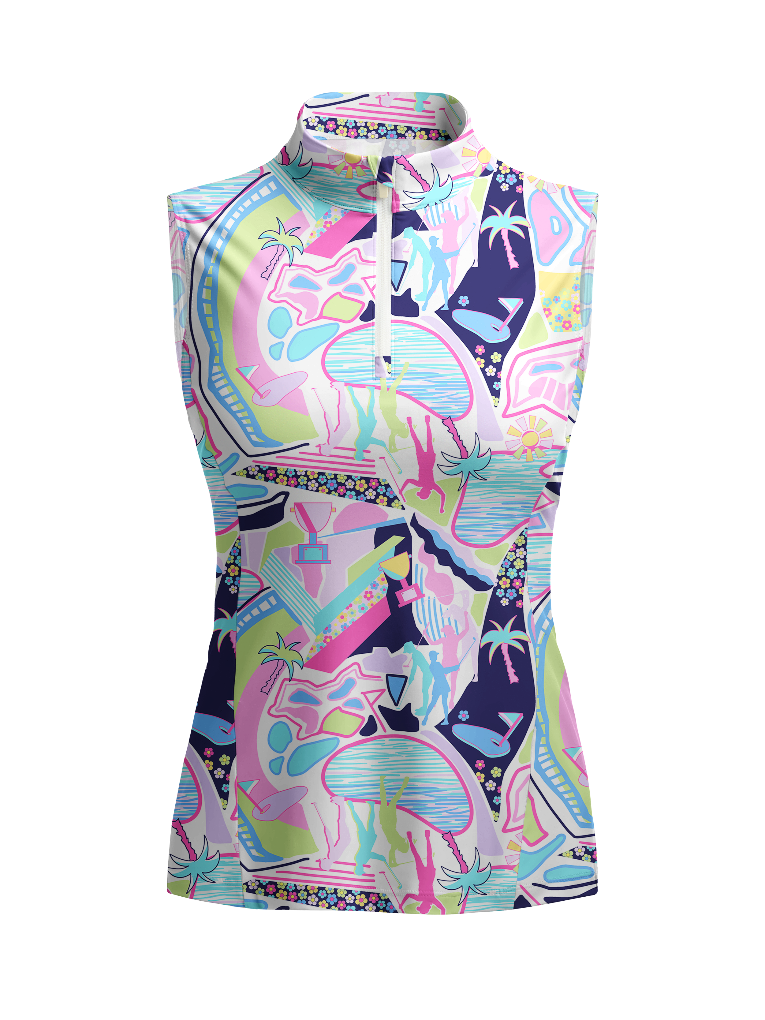 Cherryswing Women's Vivid Pattern Sleeveless Golf Shirt