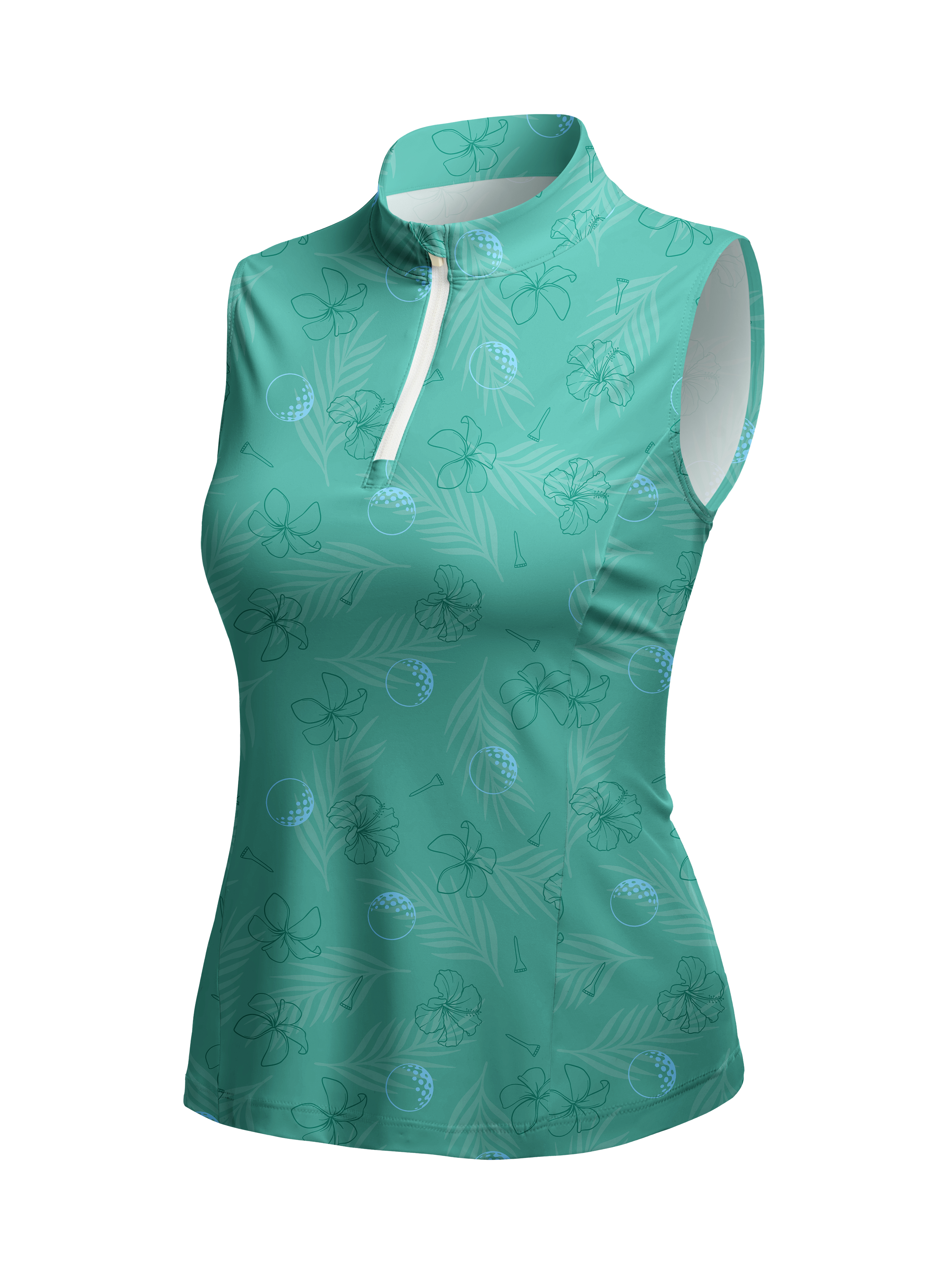 Cherryswing Women's Mint Green Golf Print Sleeveless Shirt
