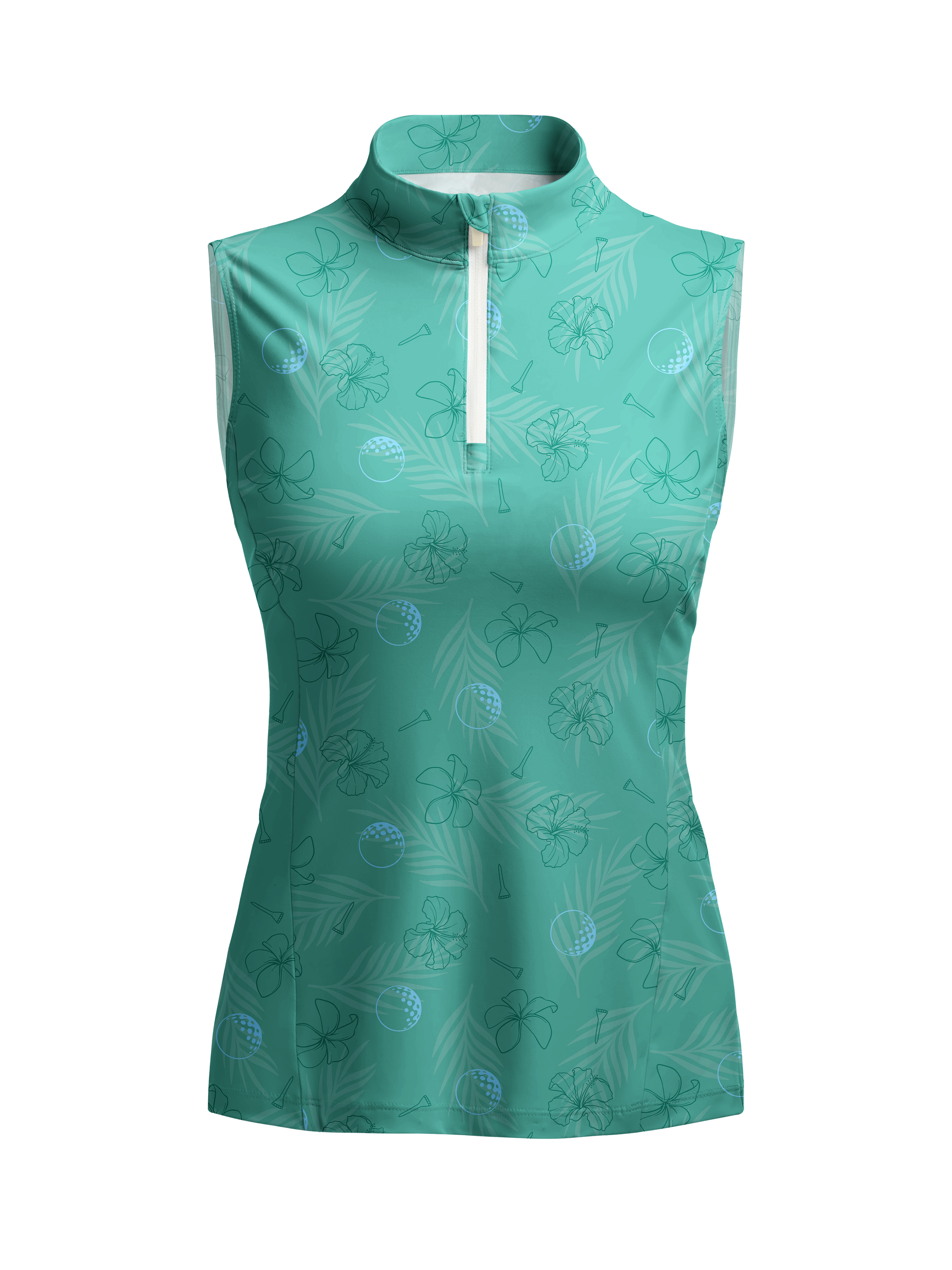 Cherryswing Women's Mint Green Golf Print Sleeveless Shirt