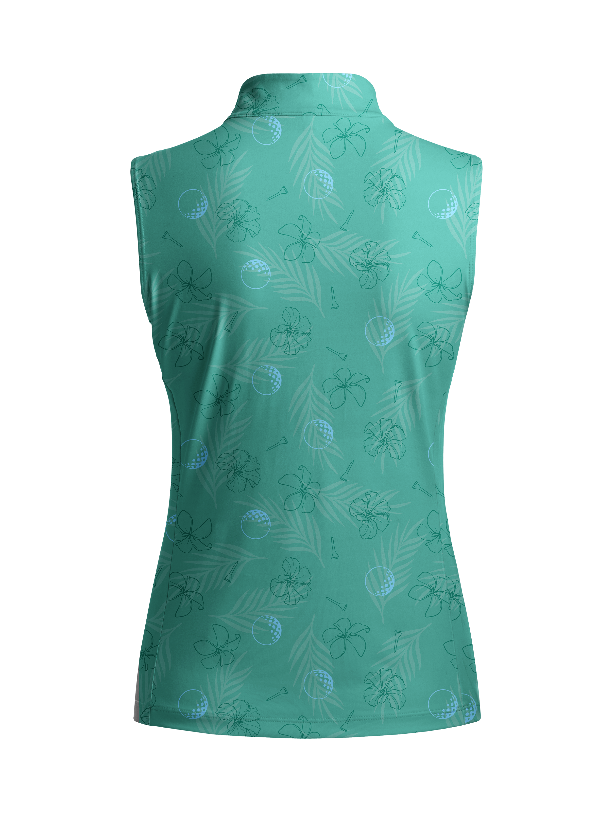Cherryswing Women's Mint Green Golf Print Sleeveless Shirt