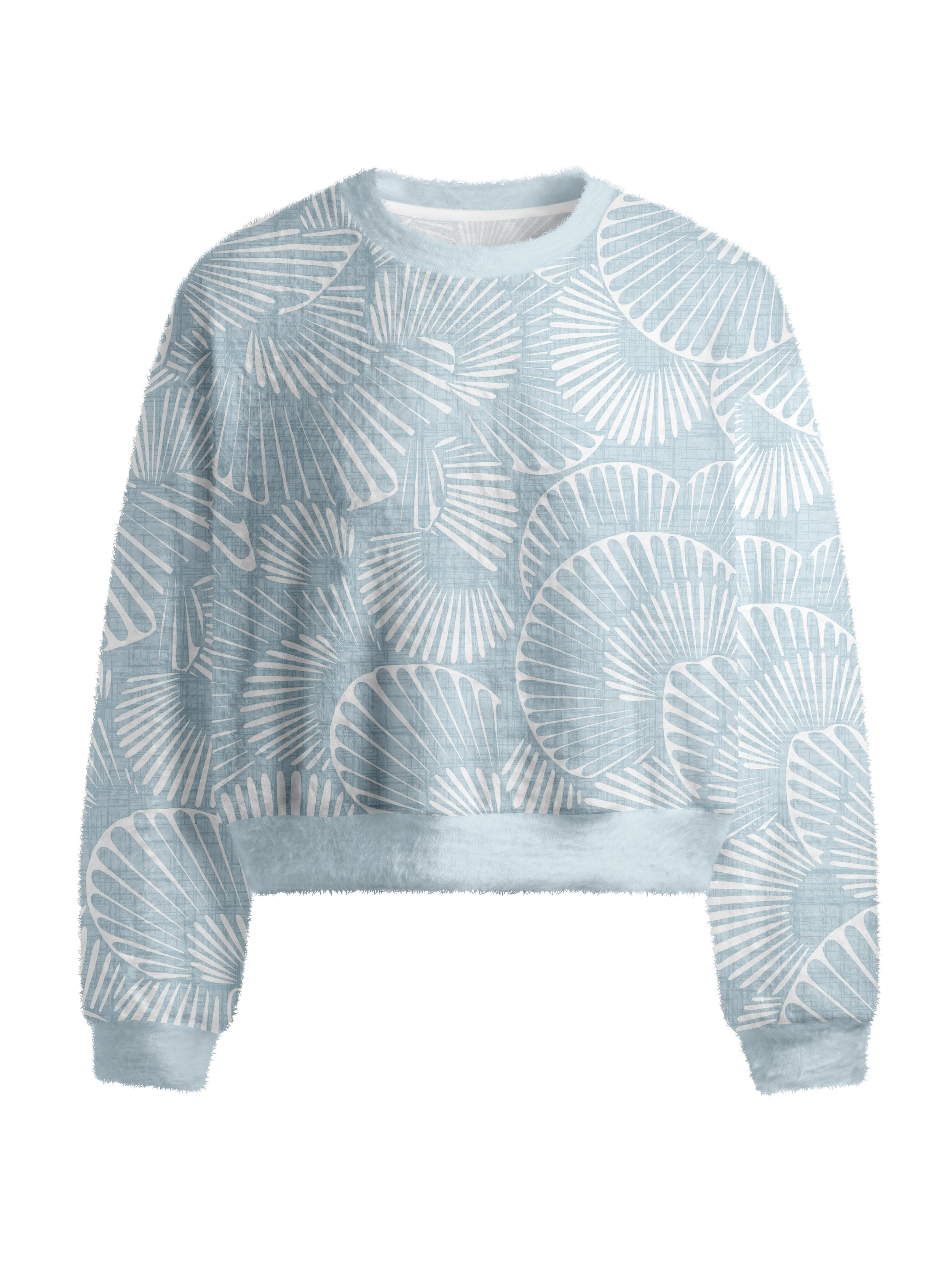 Cherryswing Women's Geometric Fan Leaf Fuzzy Knit Golf Sweater