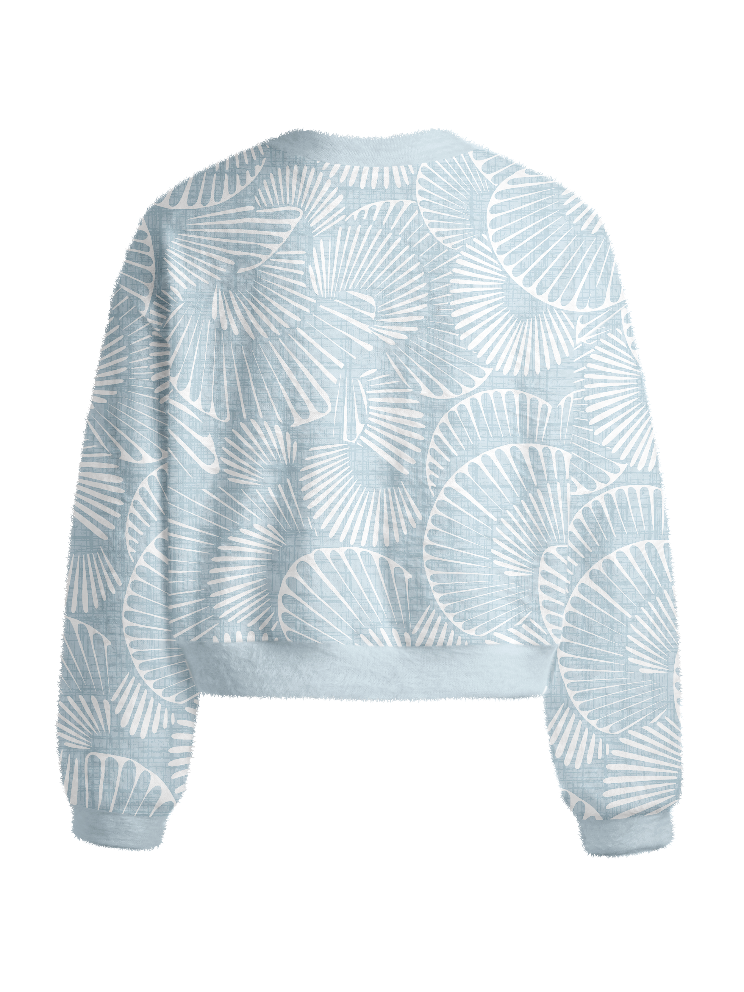Cherryswing Women's Geometric Fan Leaf Fuzzy Knit Golf Sweater