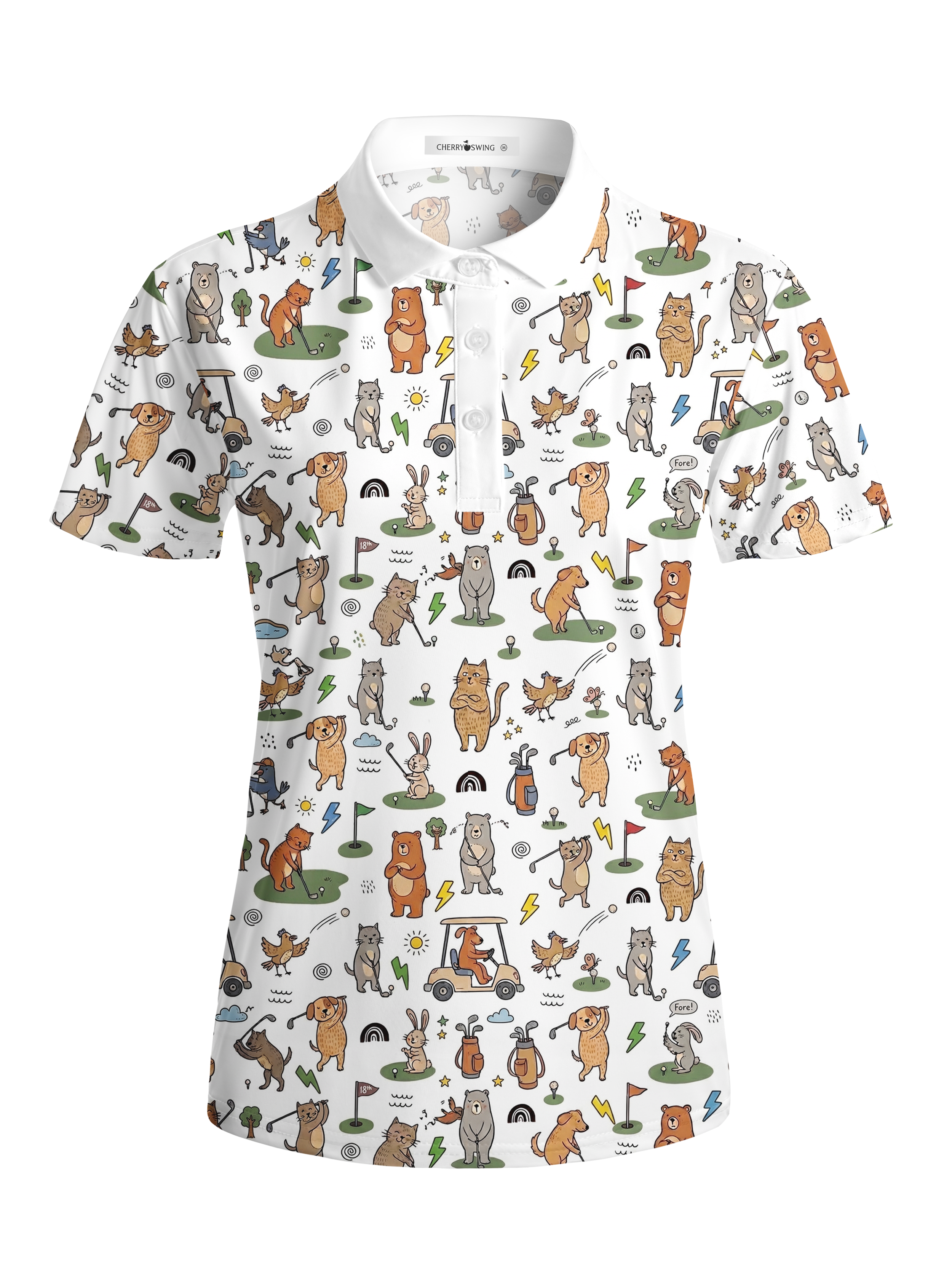 Cherryswing Women's Tropical Bloom Short Sleeve Golf Shirt