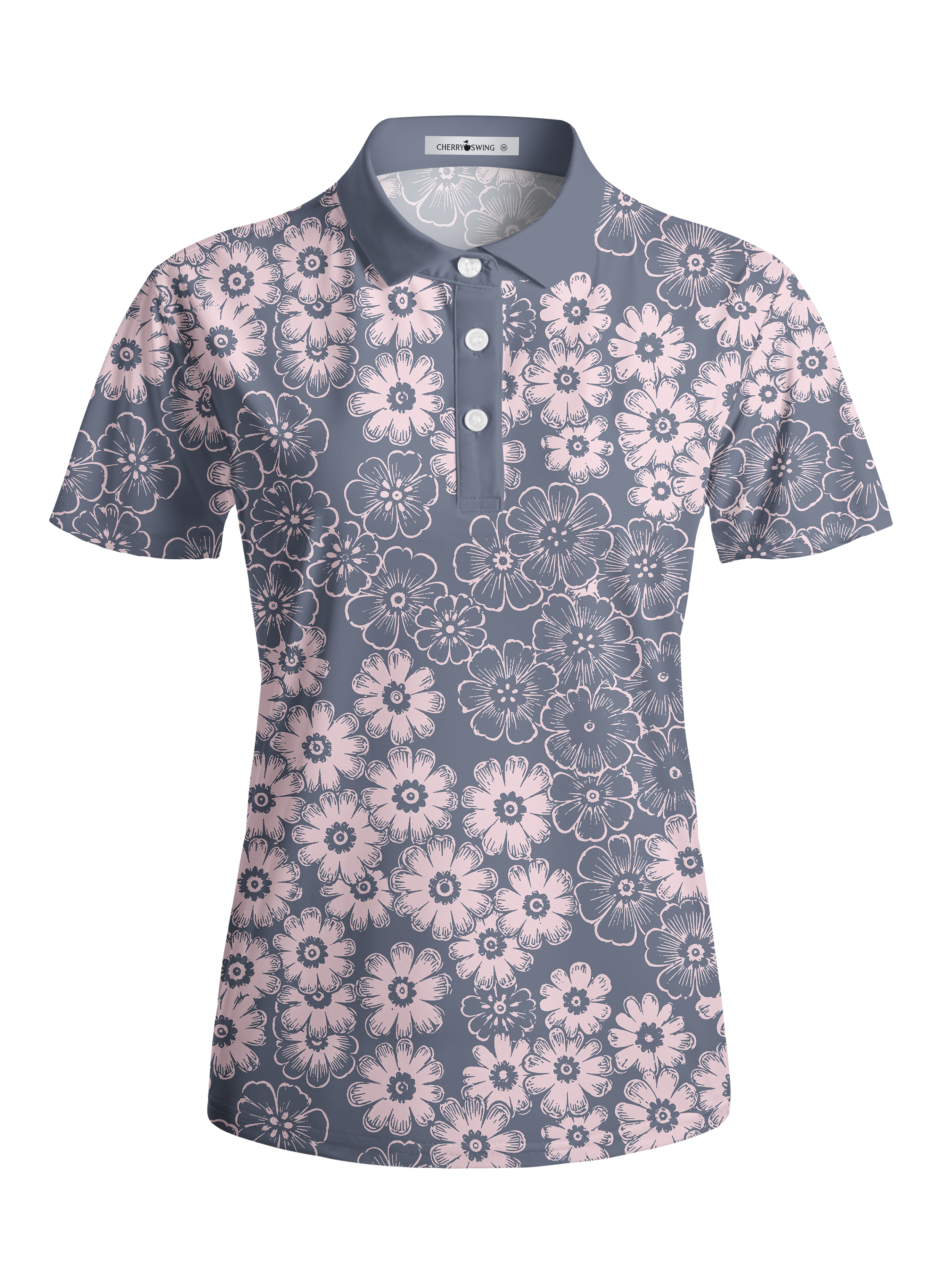 Cherryswing Women's Hand-Drawn Daisy Short Sleeve Golf Shirt