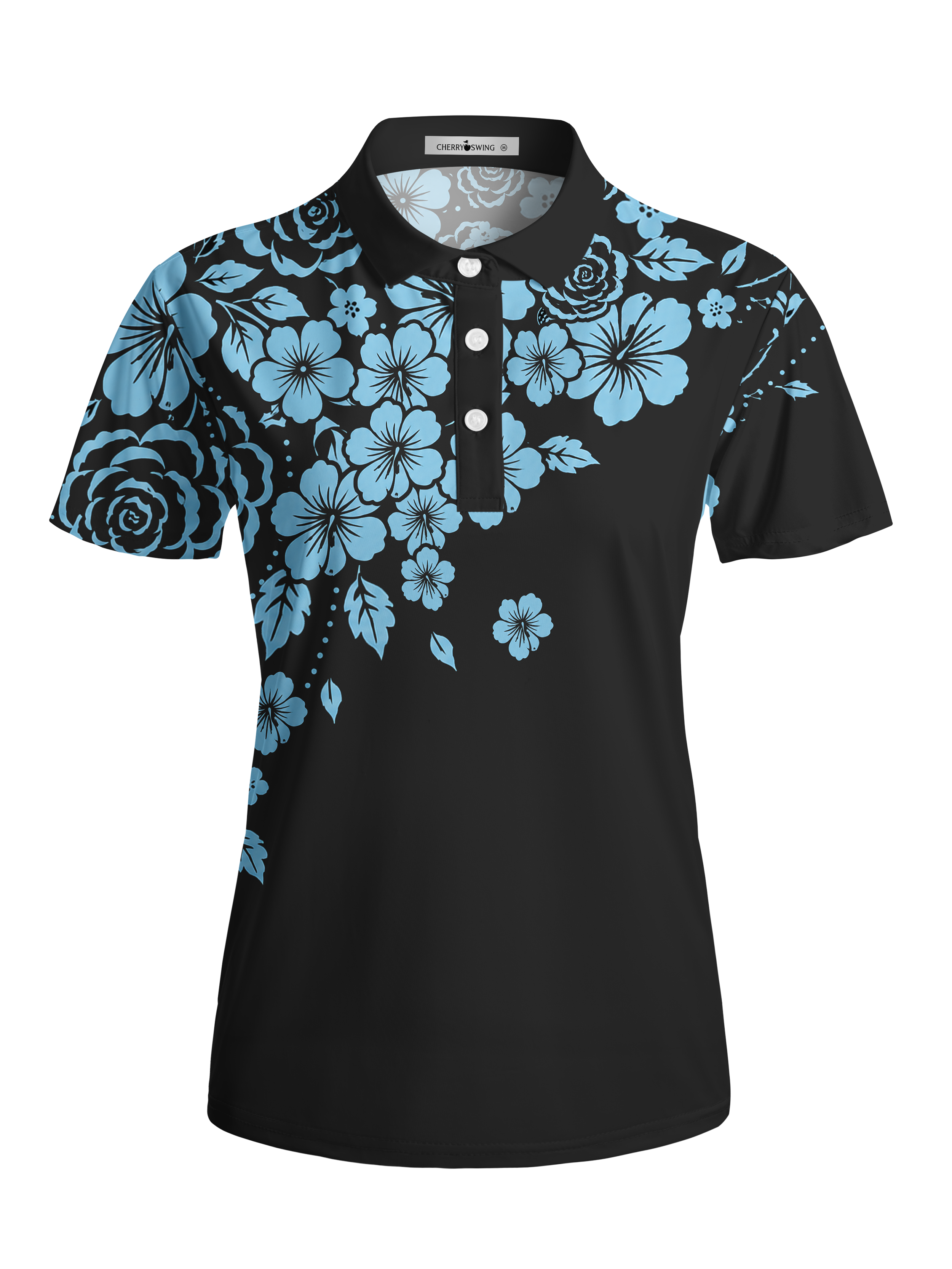 Cherryswing Women's Tropical Floral Short Sleeve Golf Shirt