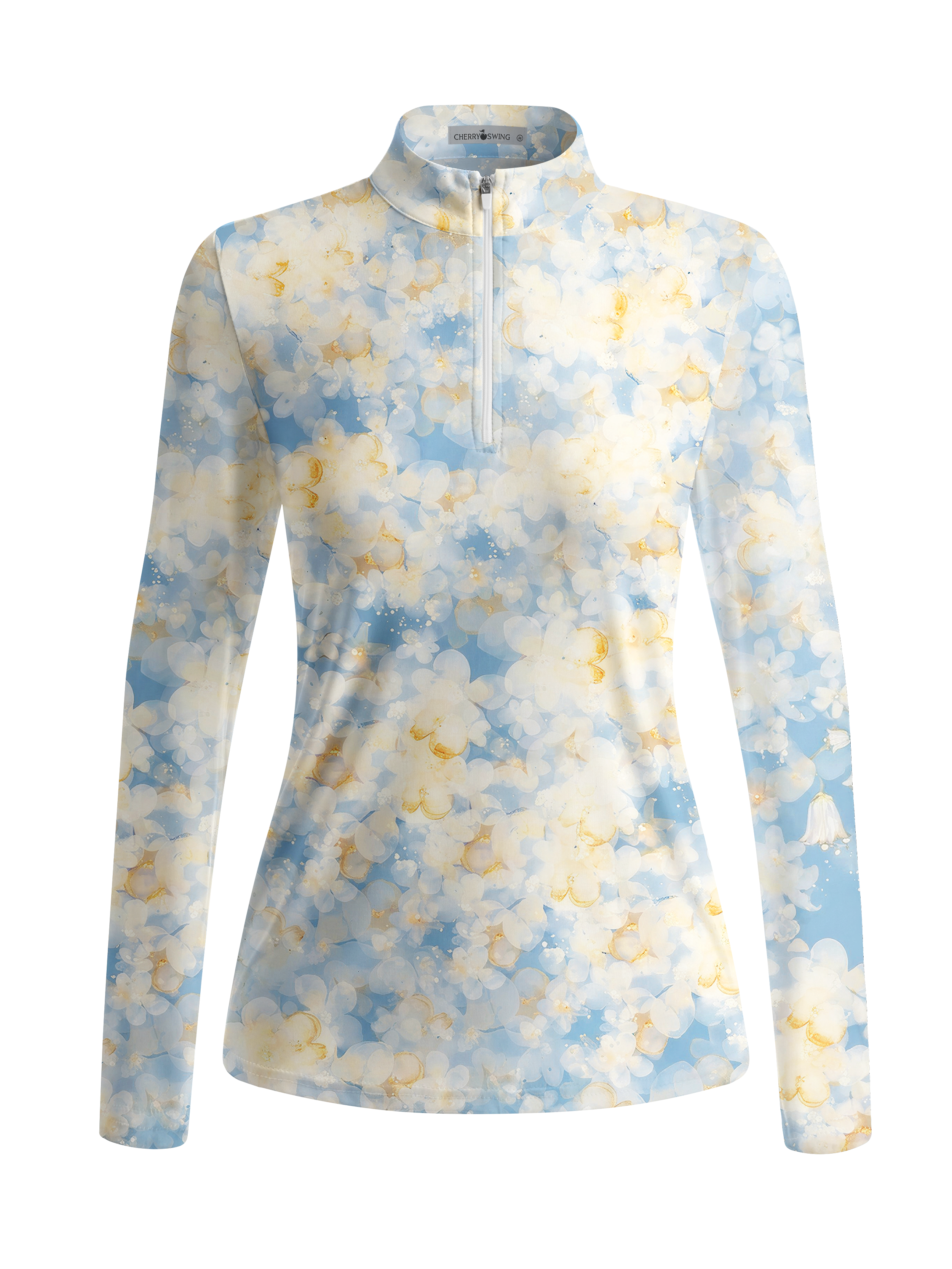 Cherryswing Women's Watercolor Blossom Long Sleeve Golf Shirt