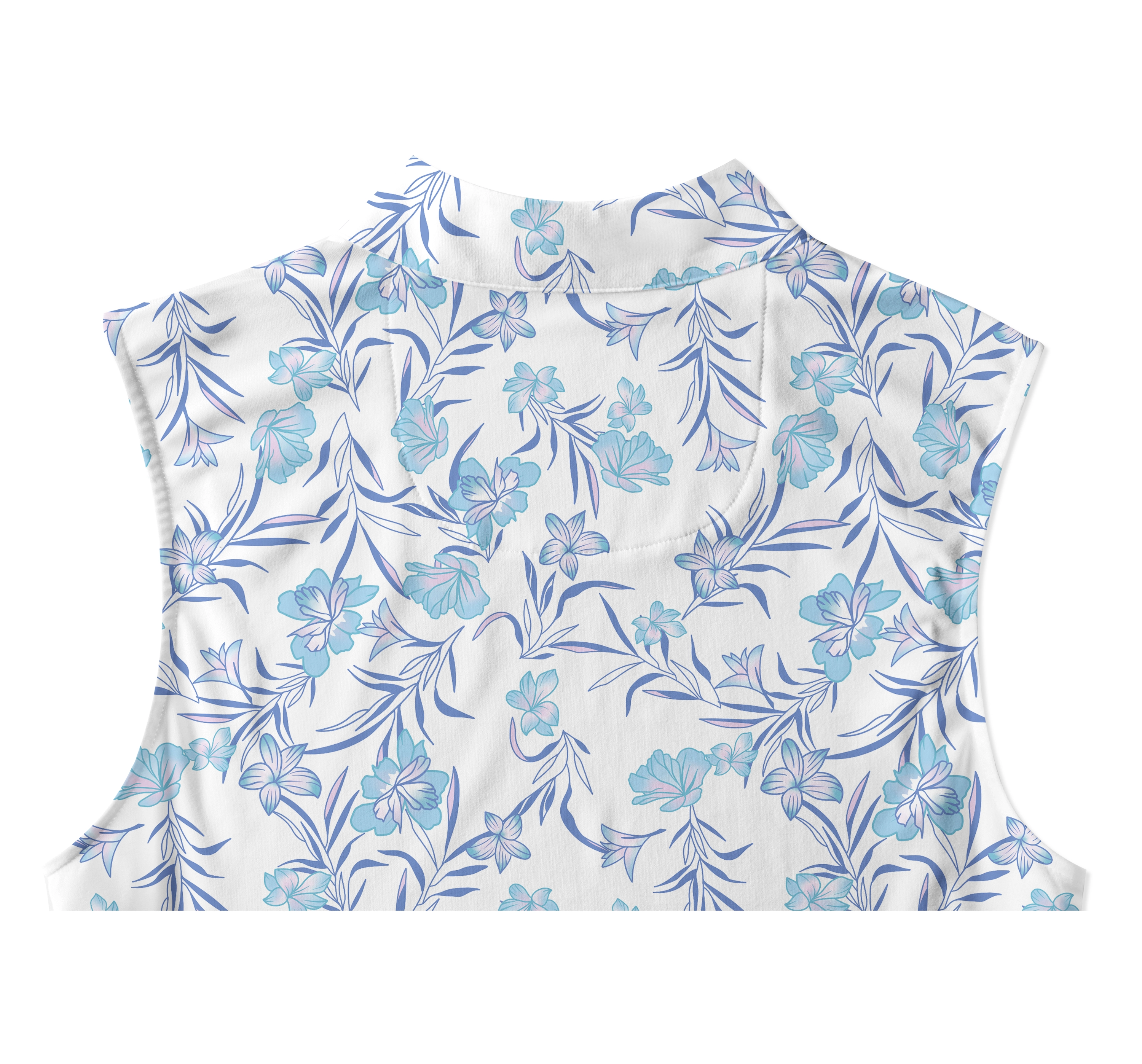 Cherryswing Women's Blue Floral Golf Polo Sleeveless Shirt
