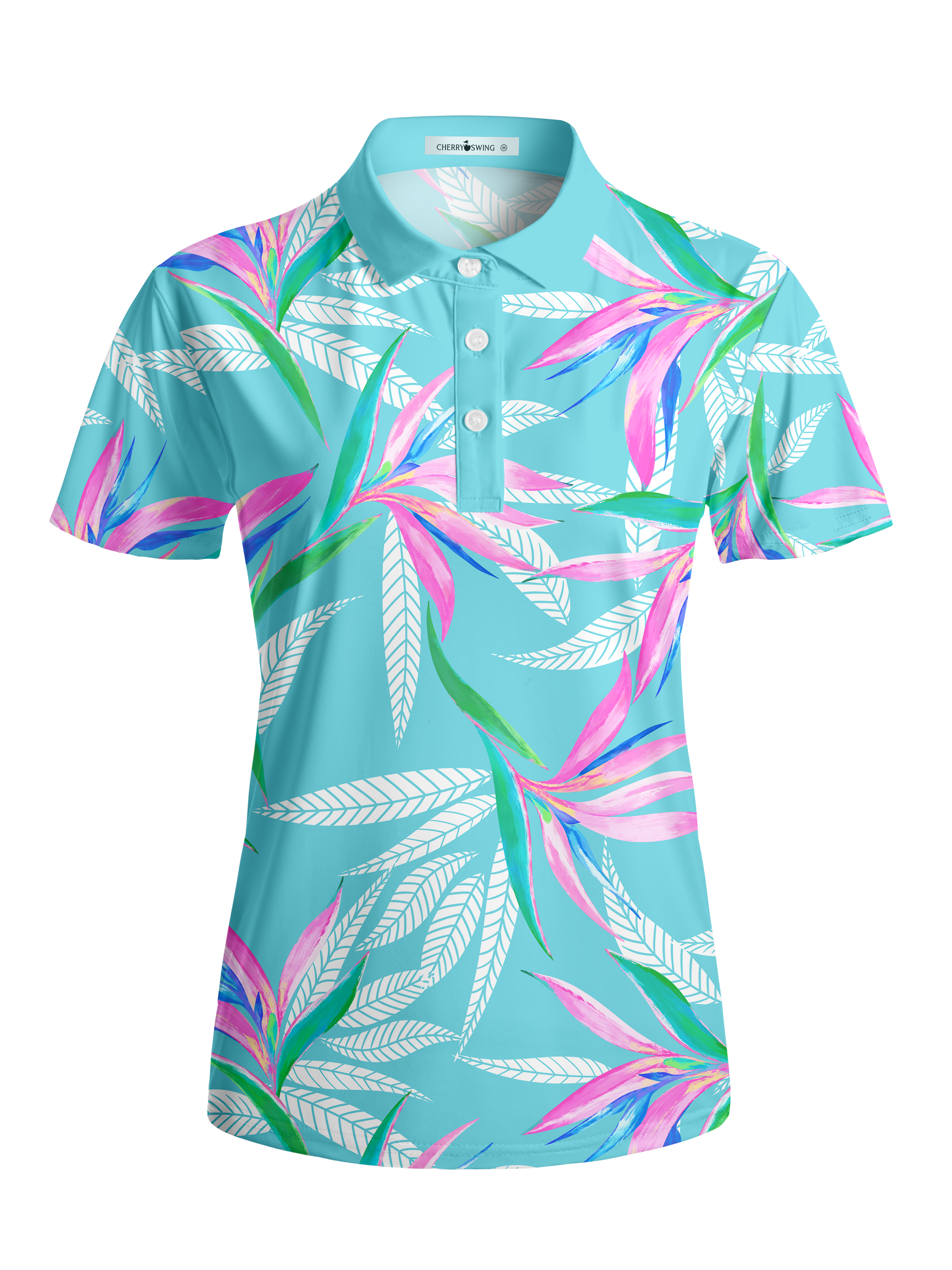 Cherryswing Women's Tropical Bloom Short Sleeve Golf Shirt