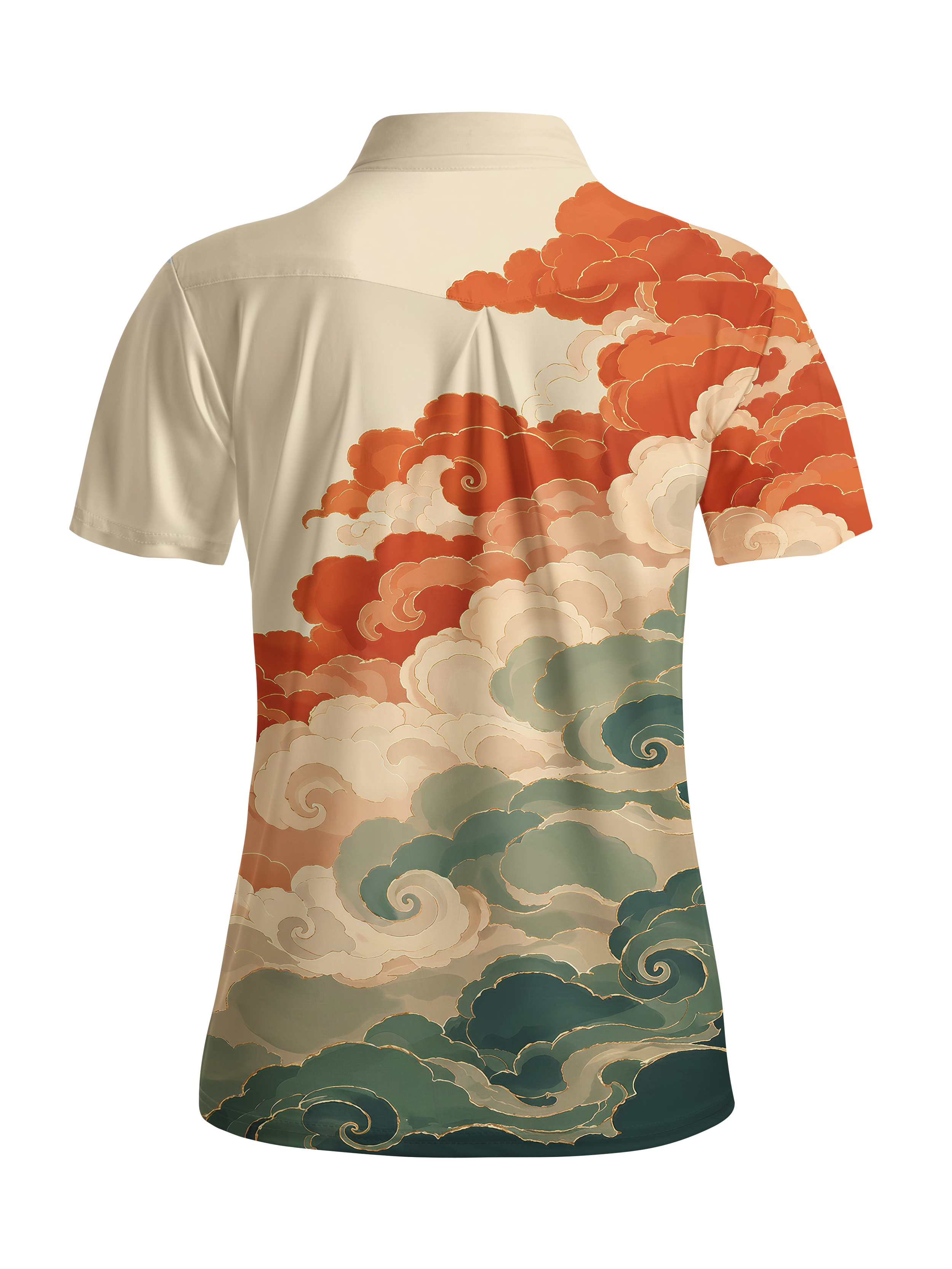 Cherryswing Women's Oriental Auspicious Cloud Short Sleeve Golf Shirt