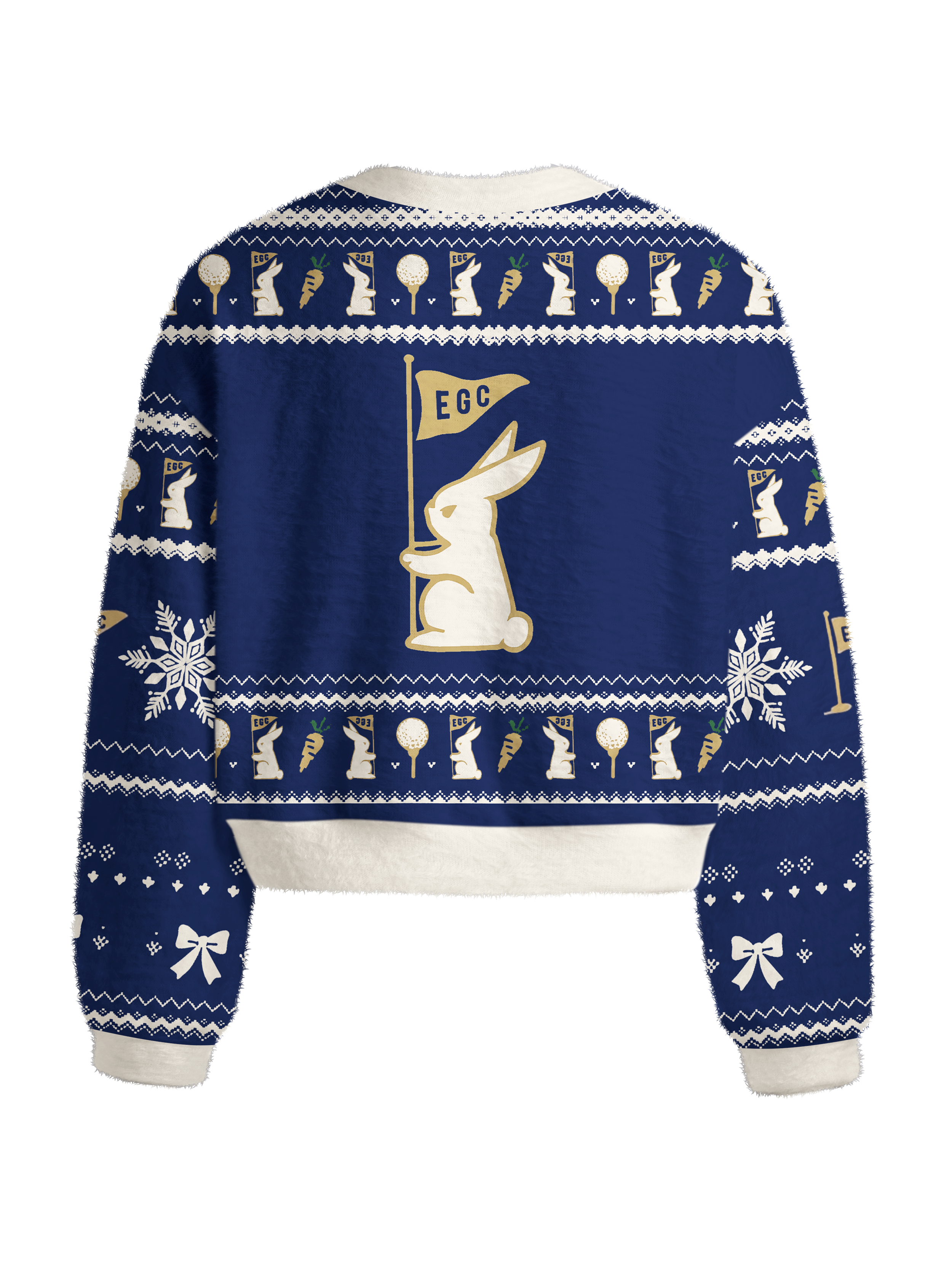 Cherryswing Women's Festive Golf Bunny Fuzzy Knit Golf Sweater
