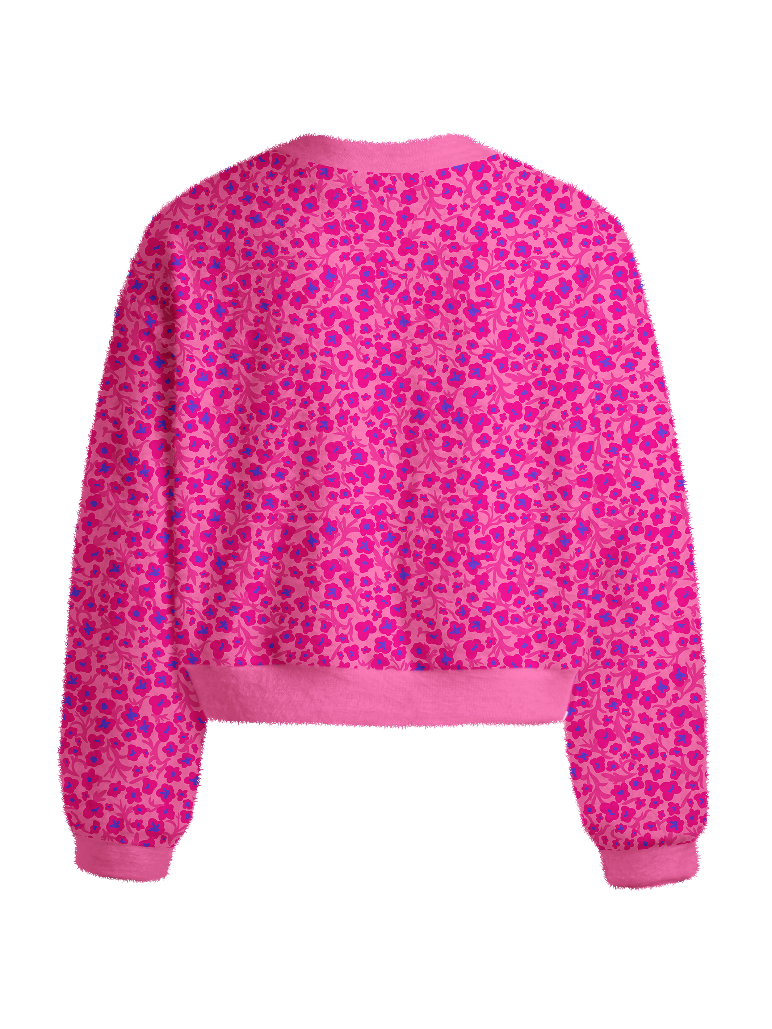 Cherryswing Women's Pink Floral Golf Fuzzy Knit Golf Sweater