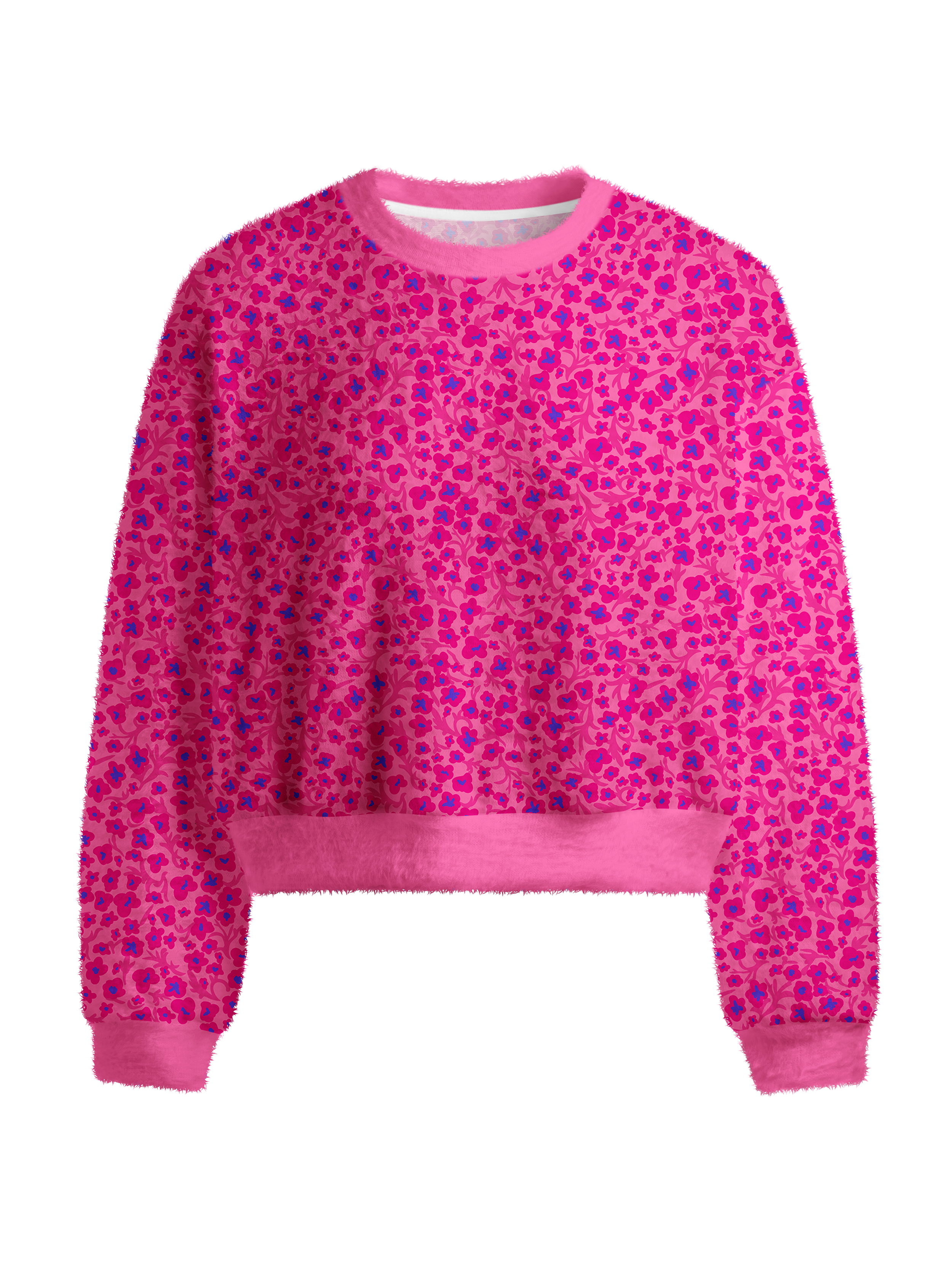 Cherryswing Women's Pink Floral Golf Fuzzy Knit Golf Sweater