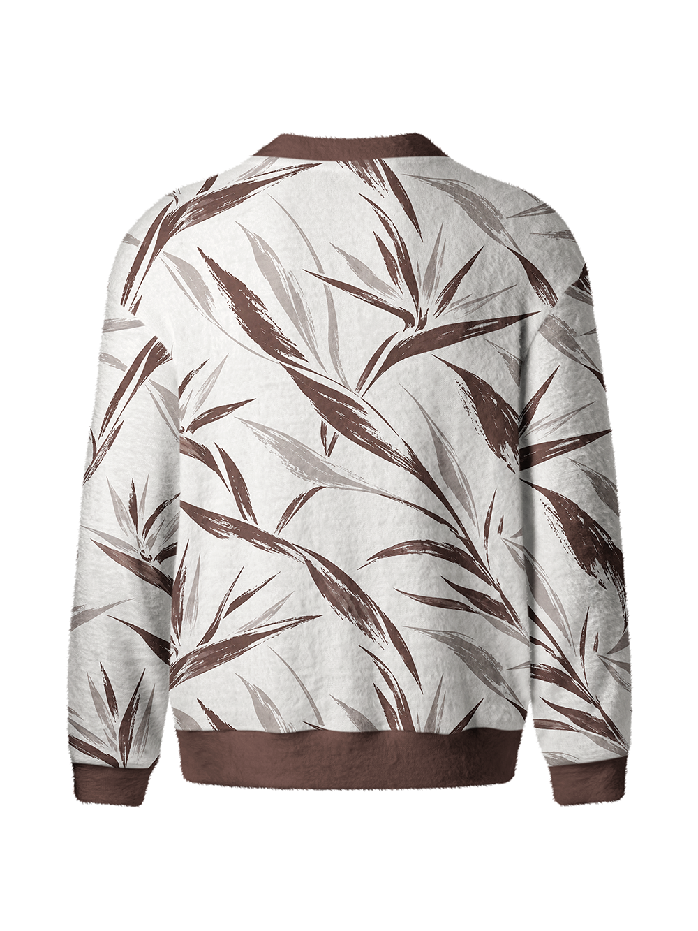 Cherryswing Bamboo Leaf Brushstroke Men's Cardigan Knit Sweaters