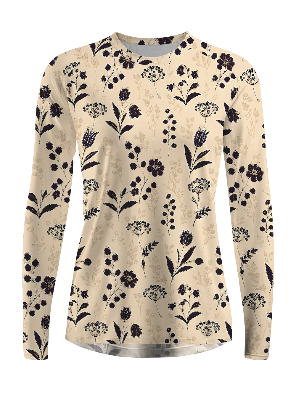 Cherryswing Women's Gradient Color FlowersLong Sleeve Golf Polo