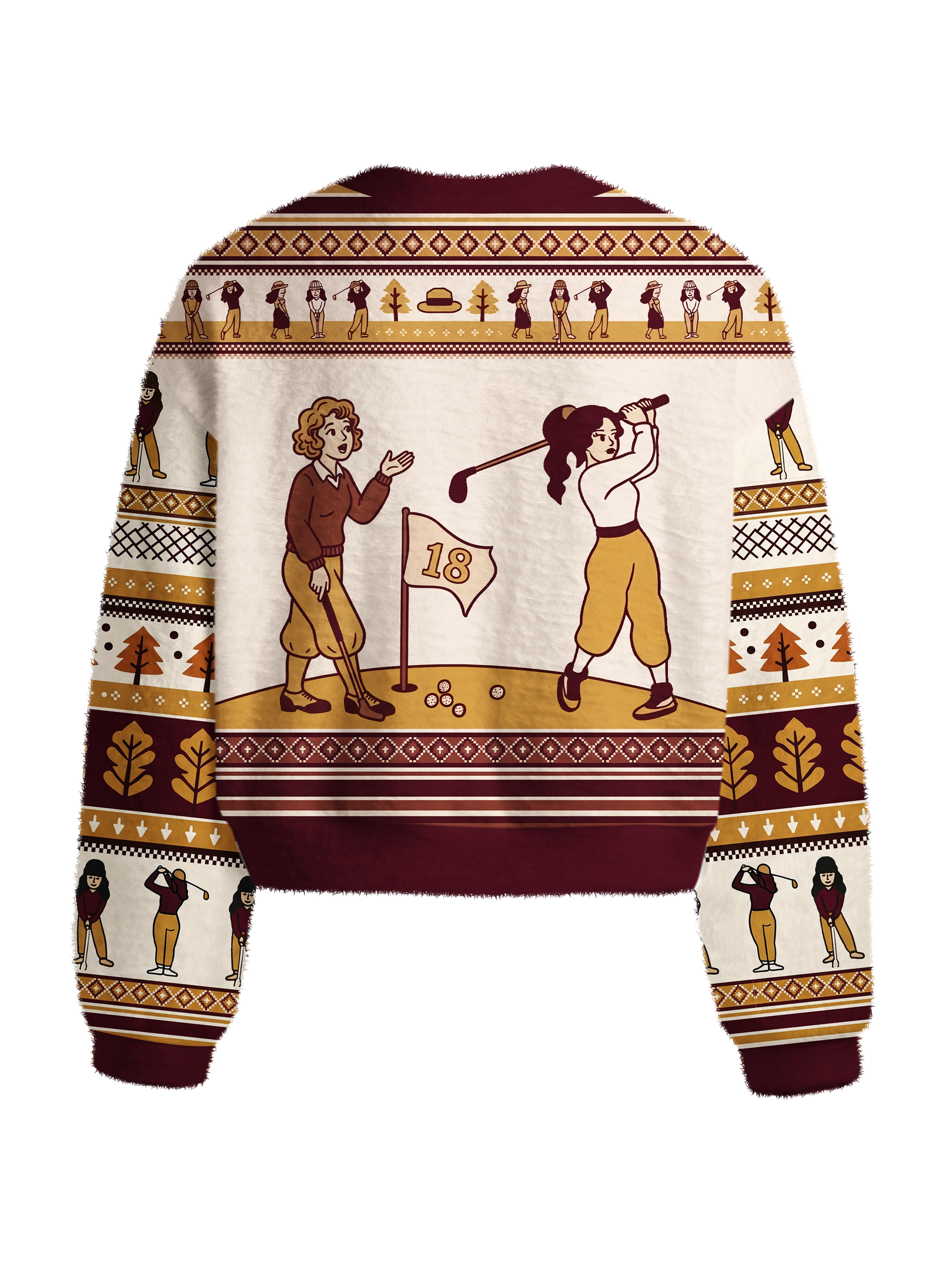 Cherryswing Women's Retro Golf Girls Fuzzy Knit Golf Sweater